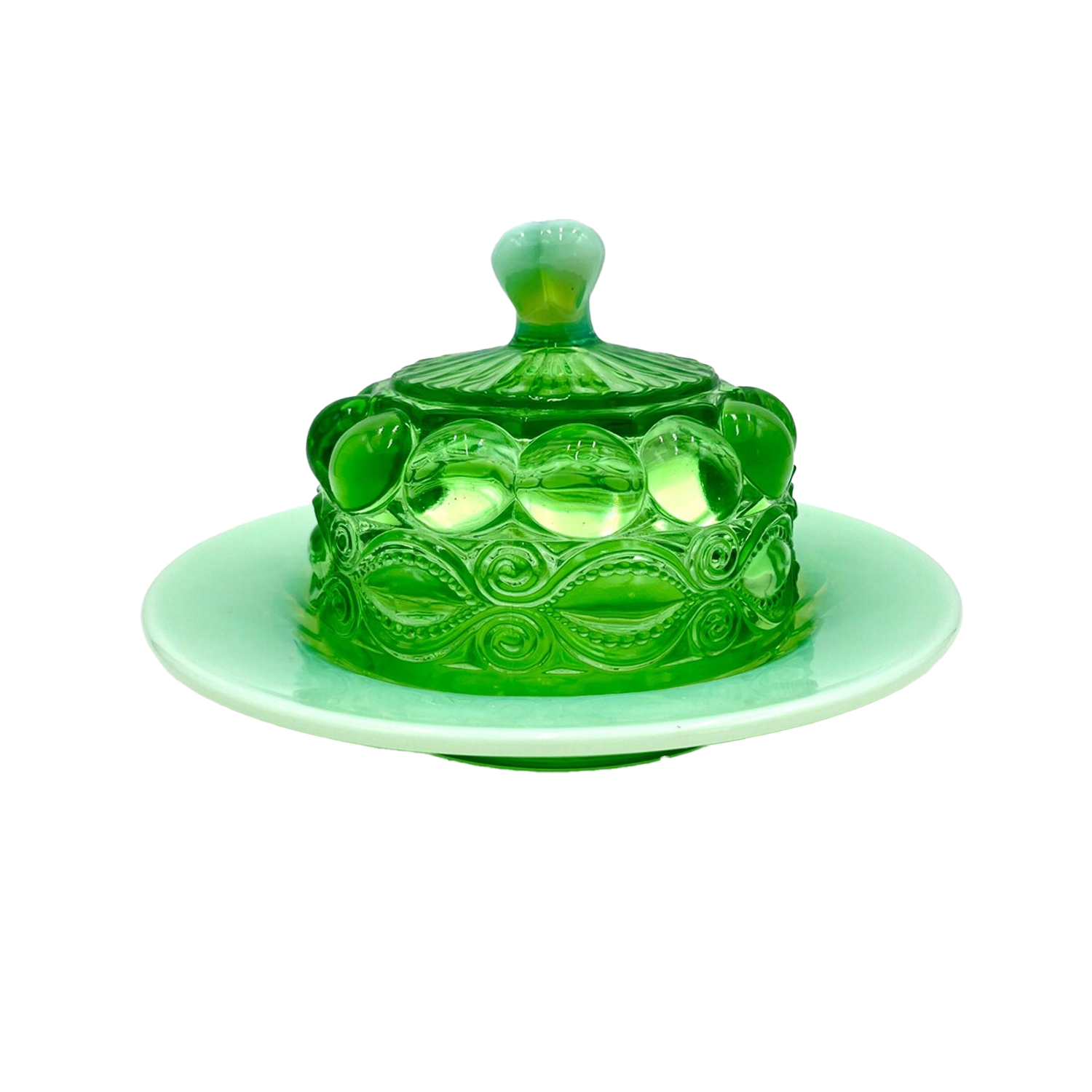 Mosser Glass Eye Winkler Covered Butter/Cheese Dish