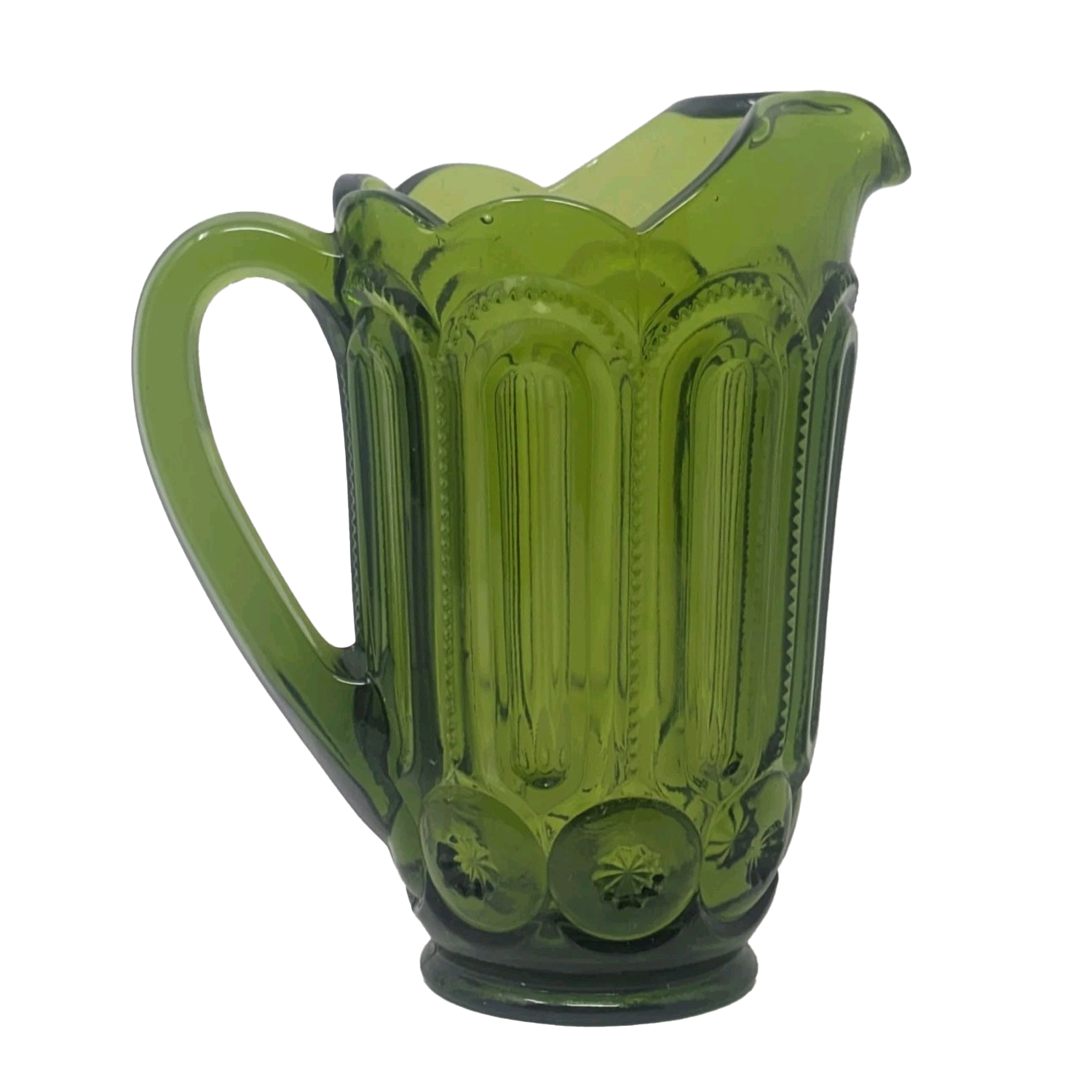 Vintage Moon And Stars Green Glass Water Pitcher