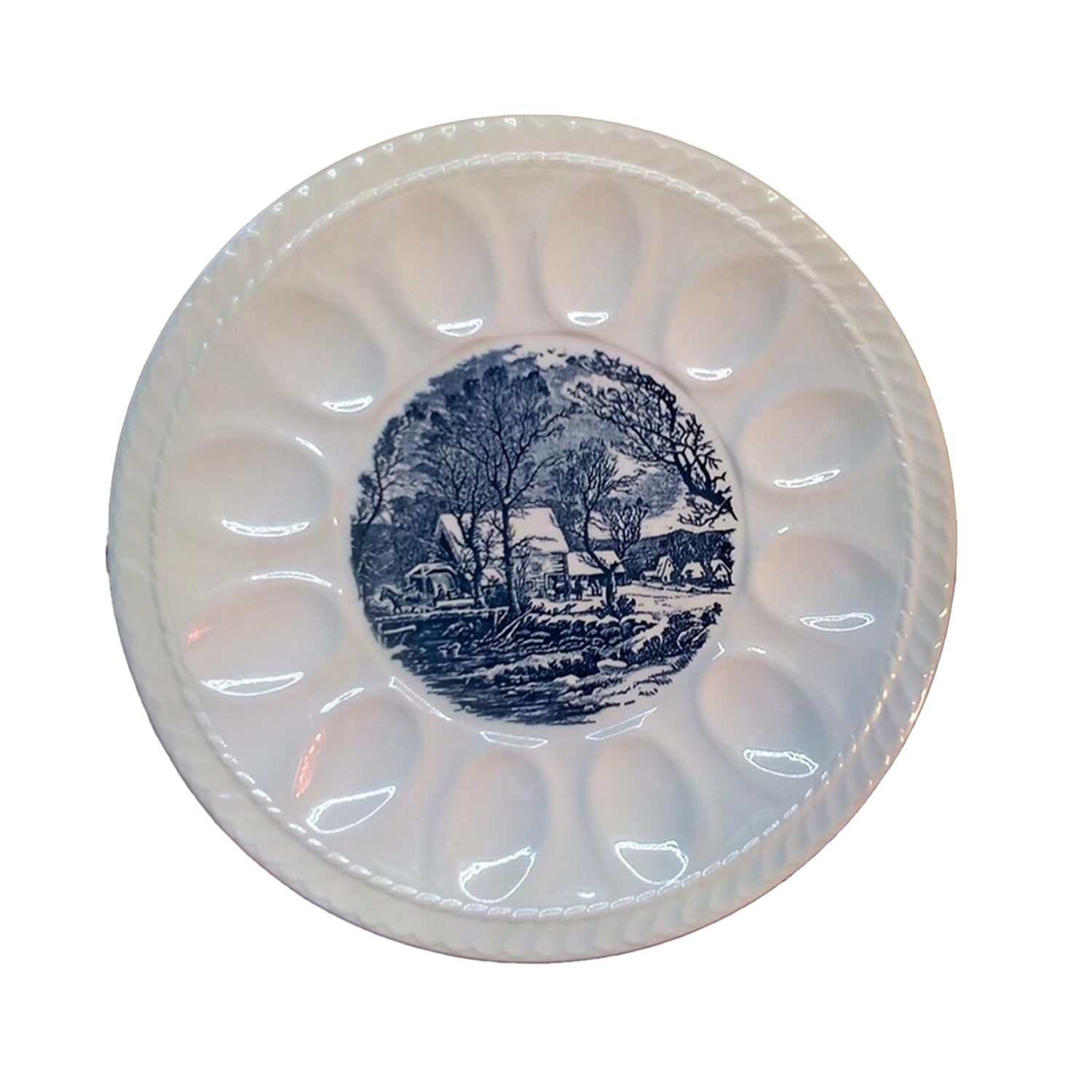 Currier and Ives Deviled Egg Plate