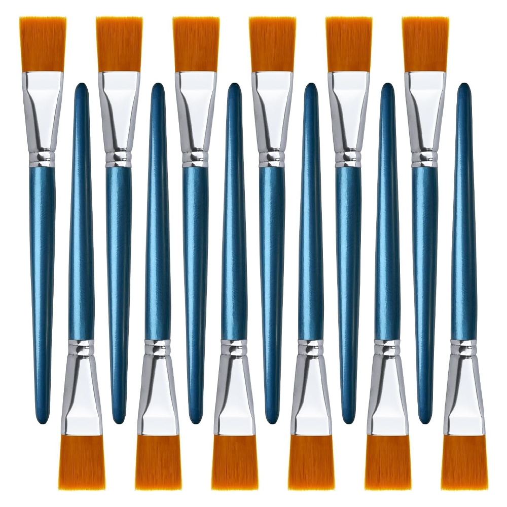 12 Pieces 1 inch Flat Paint Brushes