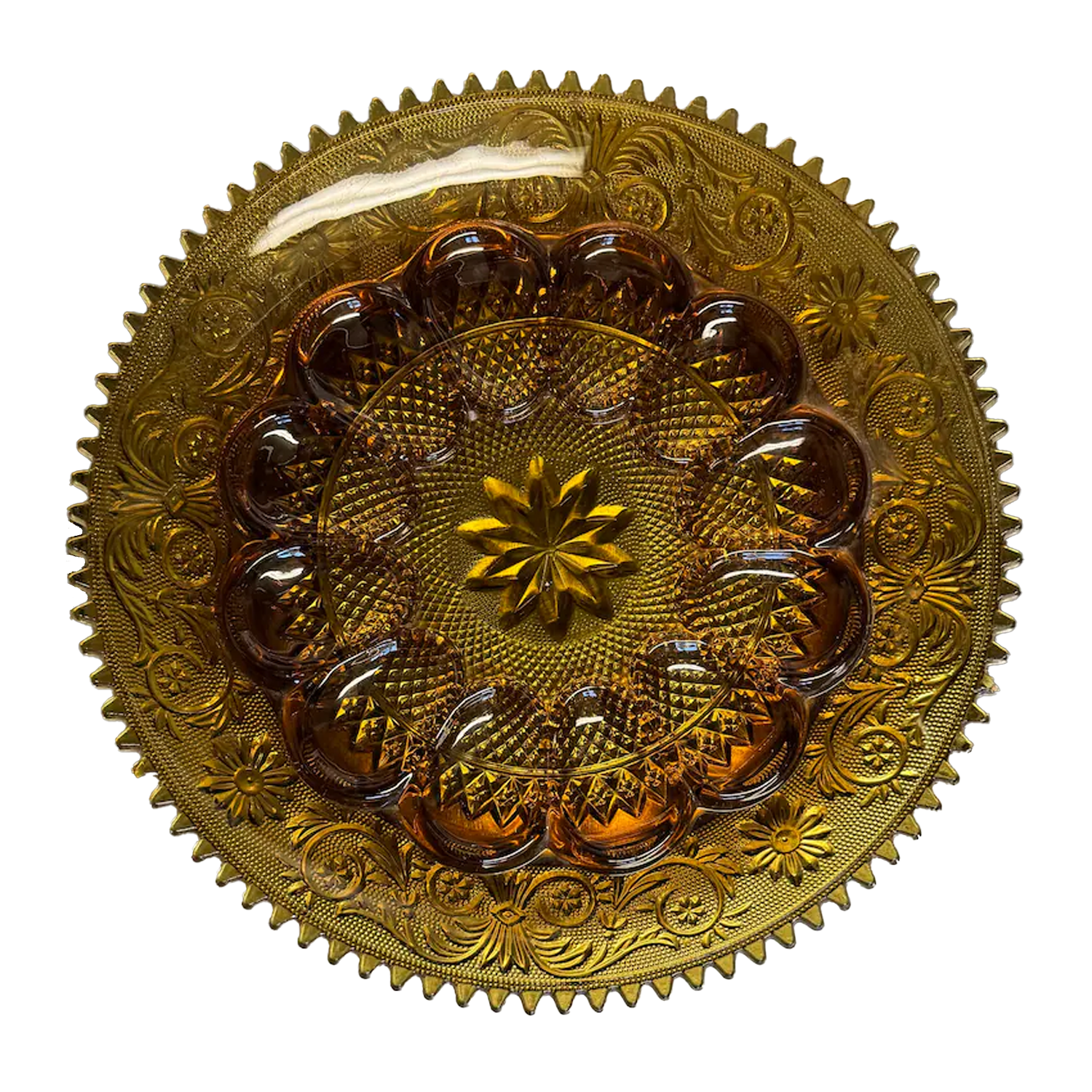 Amber Indiana Glass Egg Plate