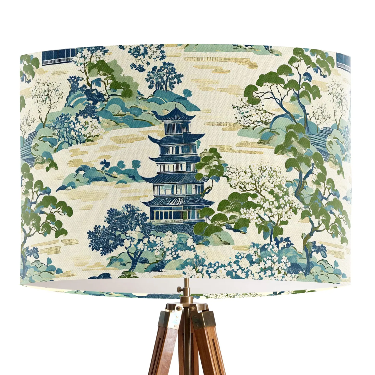 Elegant Blue Green Chinoiserie Lampshade