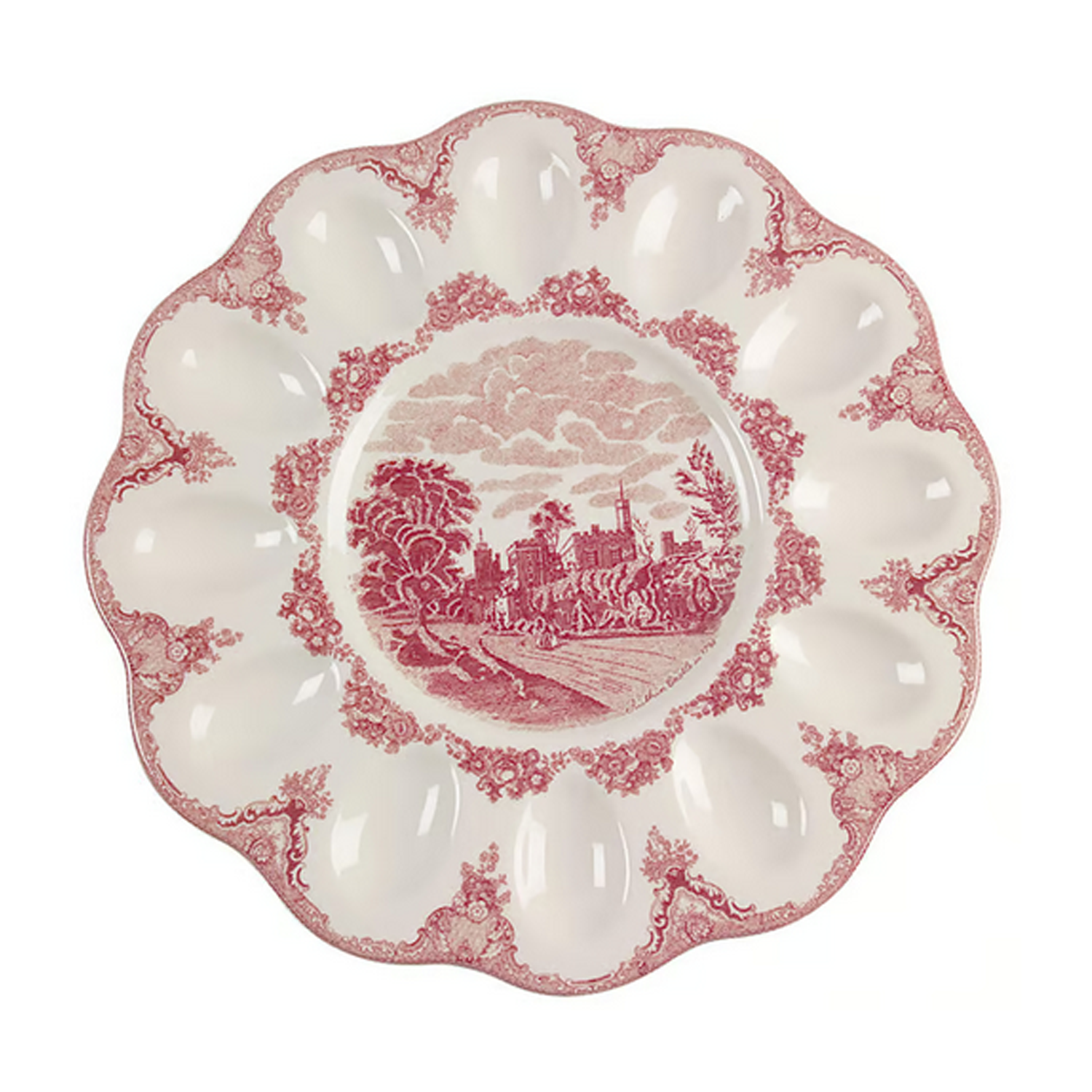 Deviled Egg Plate Old Britain Castles Pink