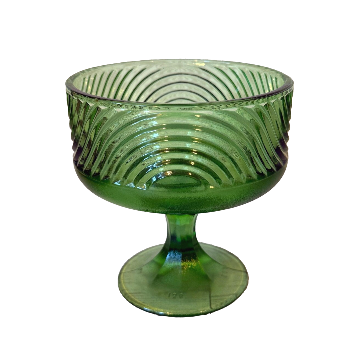 Vintage 1960s E.O. Brody Emerald Green Glass Pedestal Compote Bowl