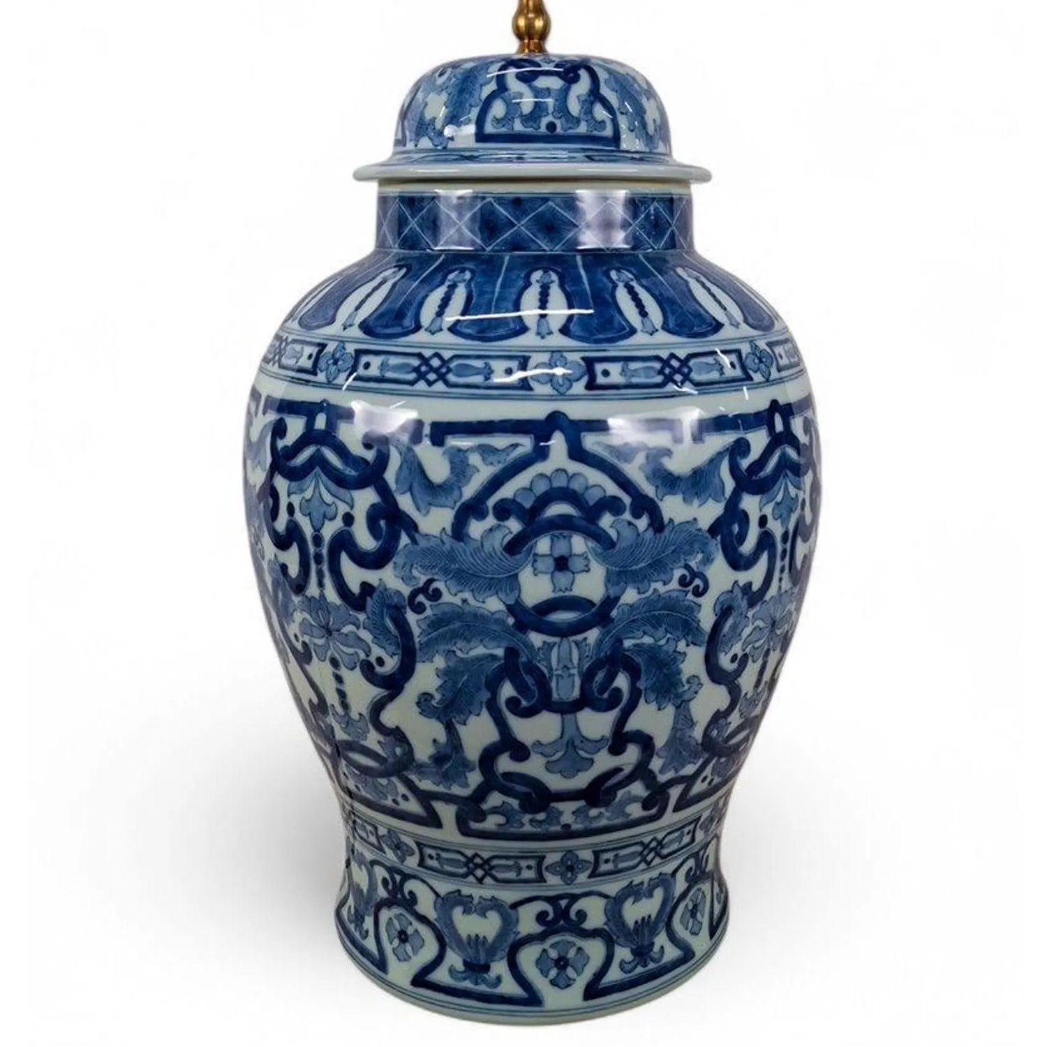 Blue Porcelain Medallion Temple Jar Table Lamp