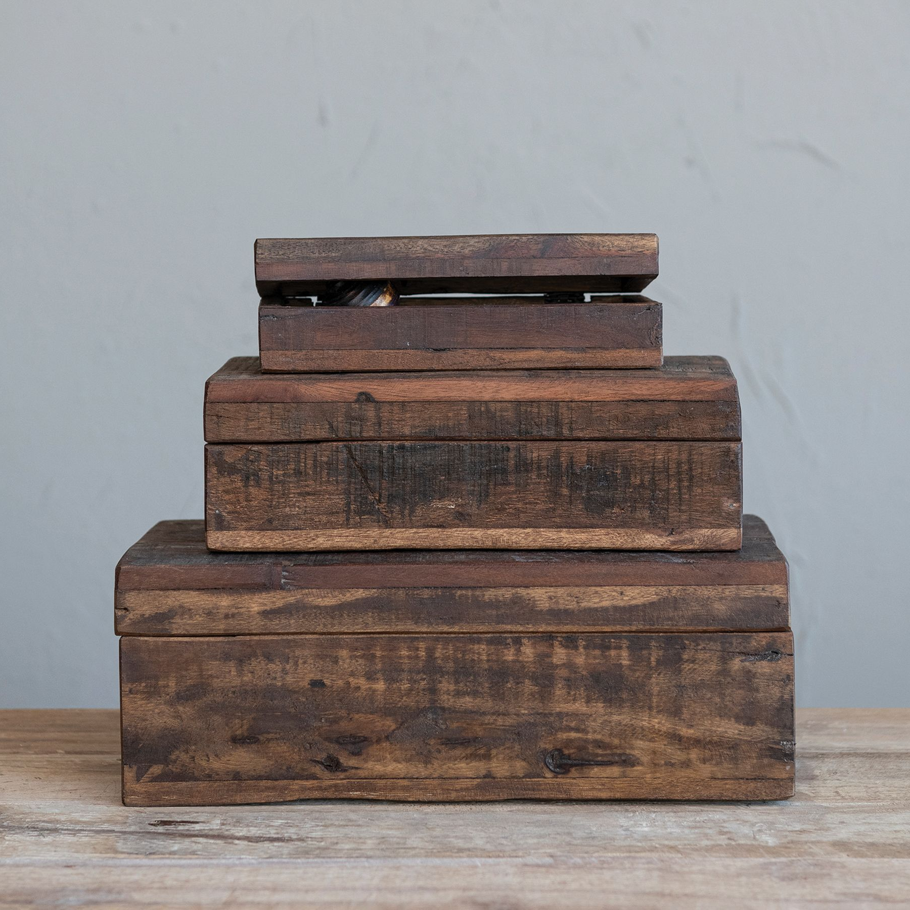 Reclaimed Wood Boxes - Set of 3