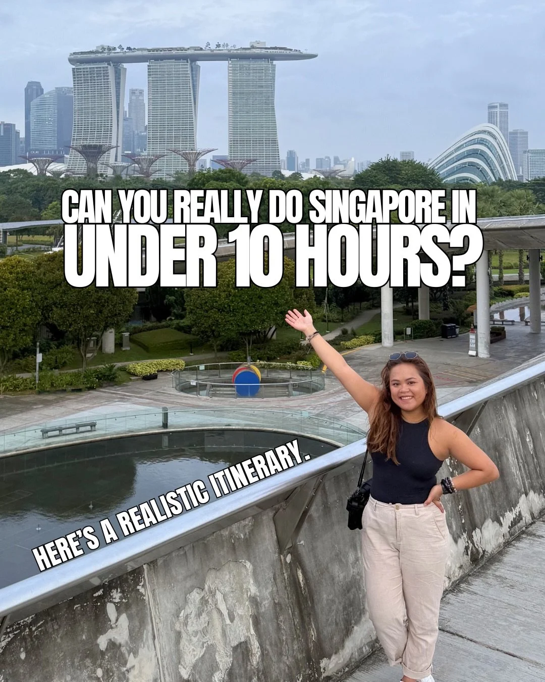 Full itinerary👉🏽

Can you really do Singapore in under 10 hours?! Yes, if you move with intention. Save this for your next layover in Singapore!

6:00 AM
Sunrise at Marina Barrage.
Open skies, calm water, the city still quiet.

7:00 AM
Gardens by t