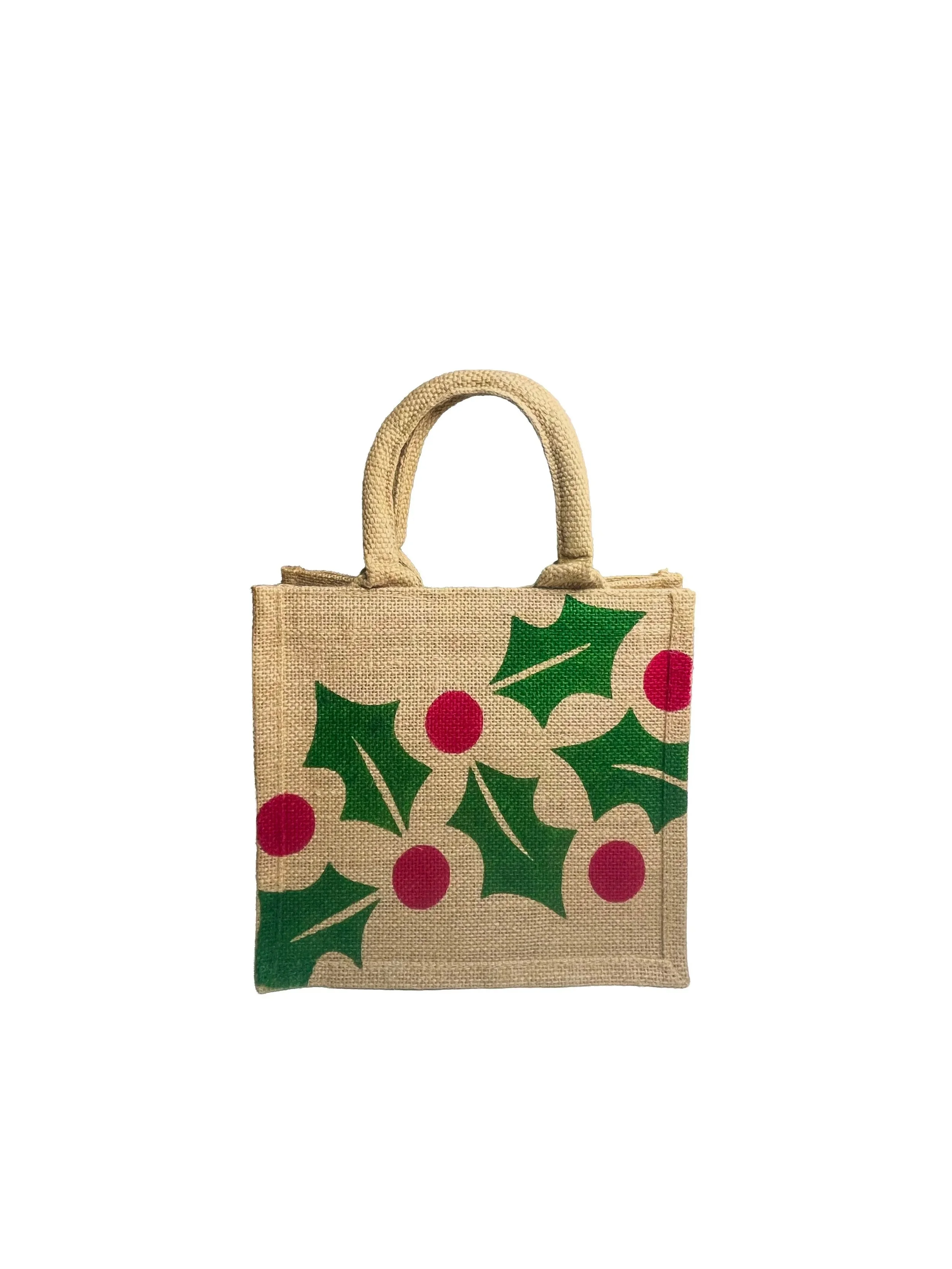 Holly Jute  Gift Bag