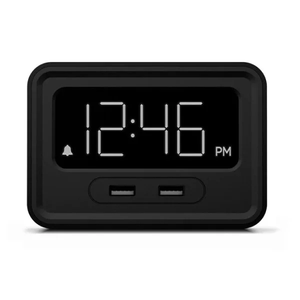 Nonstop Nse-bk Station E Alarm Clock With 2 Usb, Black, With 1-year Warranty