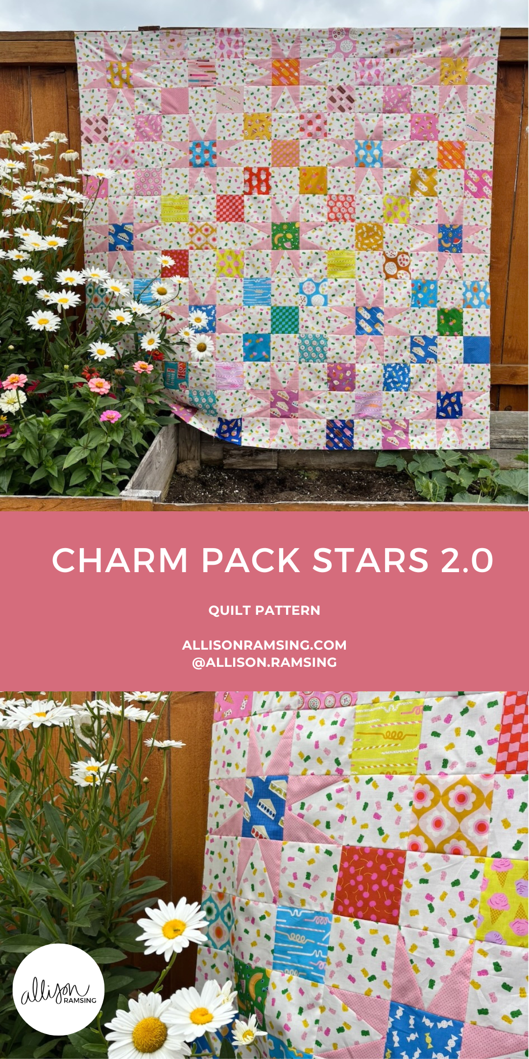 Charm Pack Stars 2.0 Quilt Pattern - Charm Pack Quilt Pattern - Beginner Quilt Pattern - Creative Grids Rulers - Ruby Star Society Sugar Cone 2 Fabric - Ruby Star Society Merry Happy Fabric - Ruby Star Society Sugar Cone fabric - Star Quilt Pattern