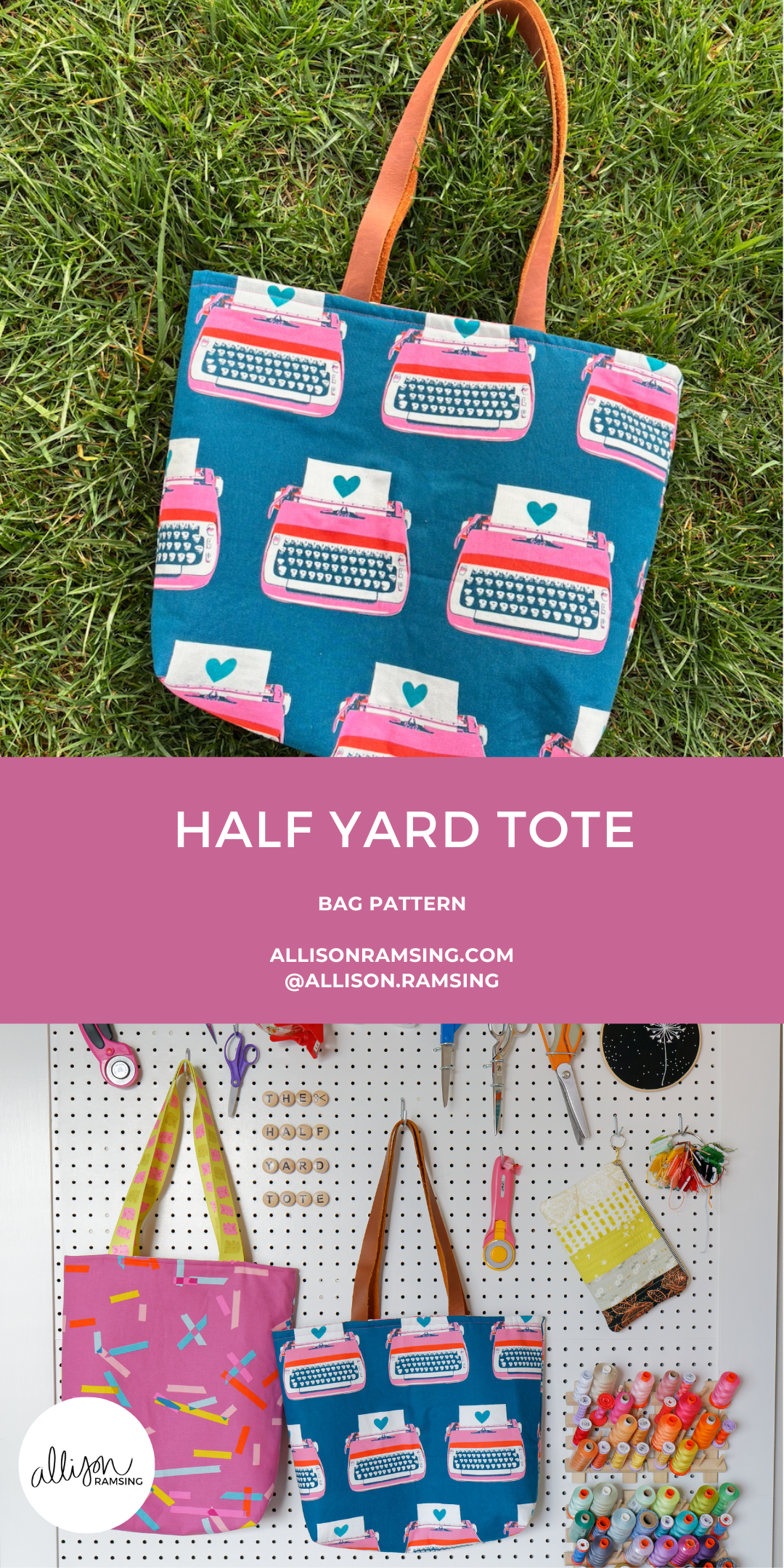 Tote Bag Pattern - The Half Yard Tote - Beginner Tote Bag Pattern - Beginner Bag Pattern - Ruby Star Society Canvas - Ruby Star Society Webbing