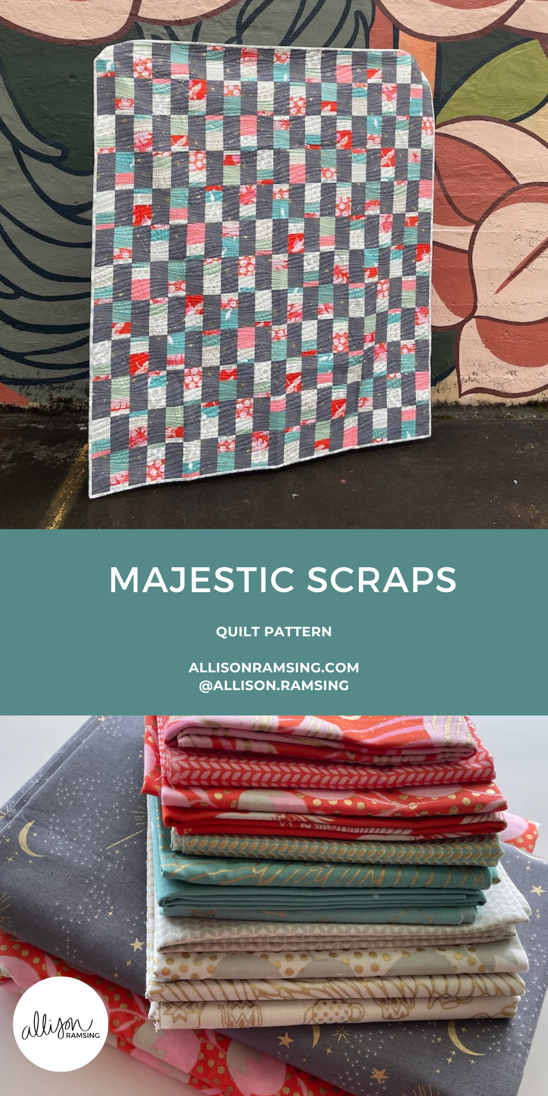 Majestic Scraps Quilt Pattern. 12 Fat Quarter Quilt Pattern. Beginner Quilt Pattern. Fat Quarter Pattern. Ruby Star Society Fabric.