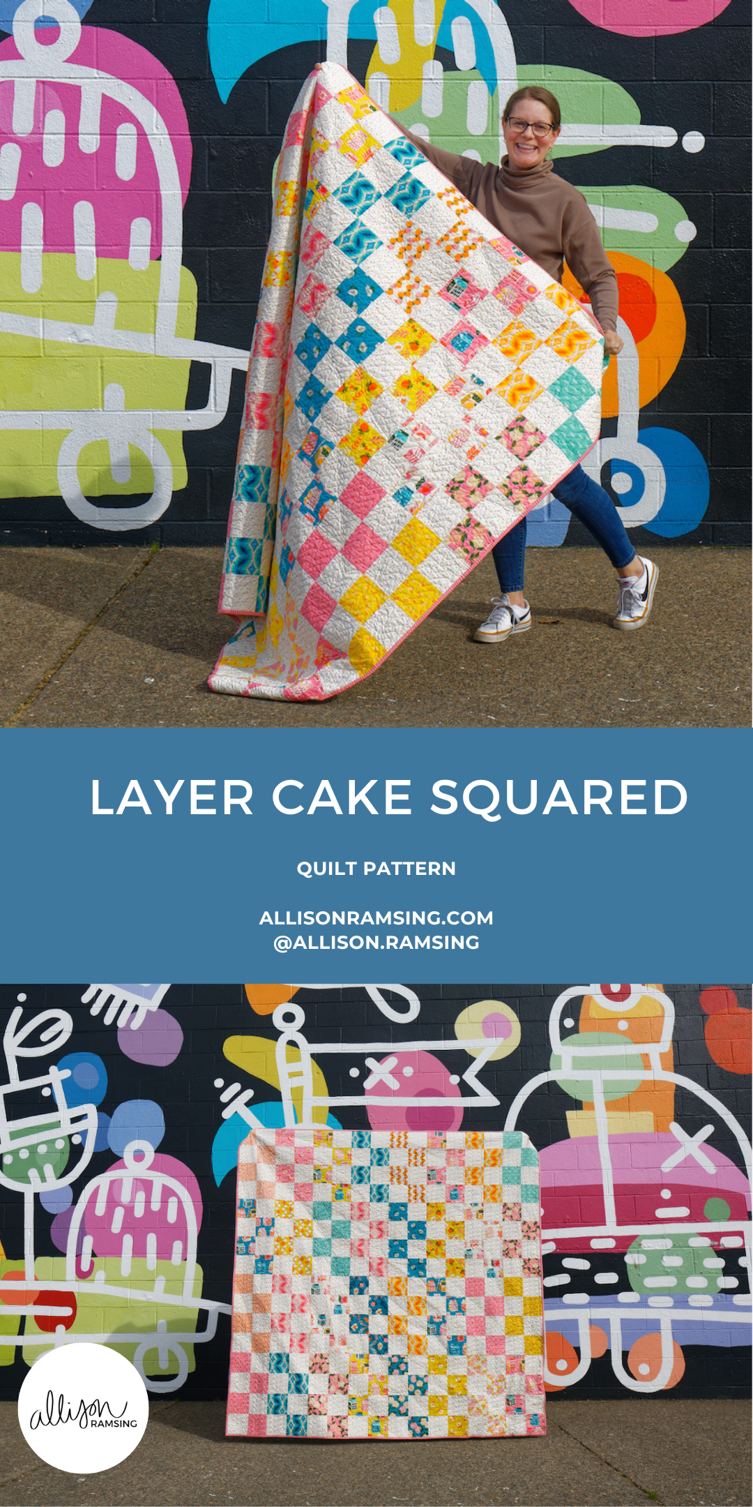 Layer Cake Squared Quilt Pattern - Layer Cake Quilt Pattern - Beginner Quilt Pattern - Simple Quilt Pattern - Ruby Star Society Juicy Fabric - Easy Quilt Pattern - Quilt in a Weekend