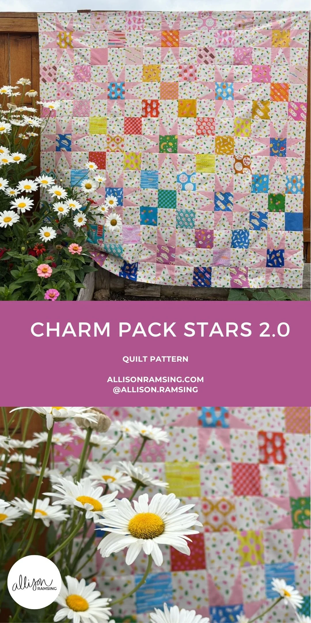 Charm Pack Stars 2.0 Quilt Pattern - Charm Pack Quilt Pattern - Beginner Quilt Pattern - Creative Grids Rulers - Ruby Star Society Sugar Cone 2 Fabric - Ruby Star Society Merry Happy Fabric - Ruby Star Society Sugar Cone fabric - Star Quilt Pattern