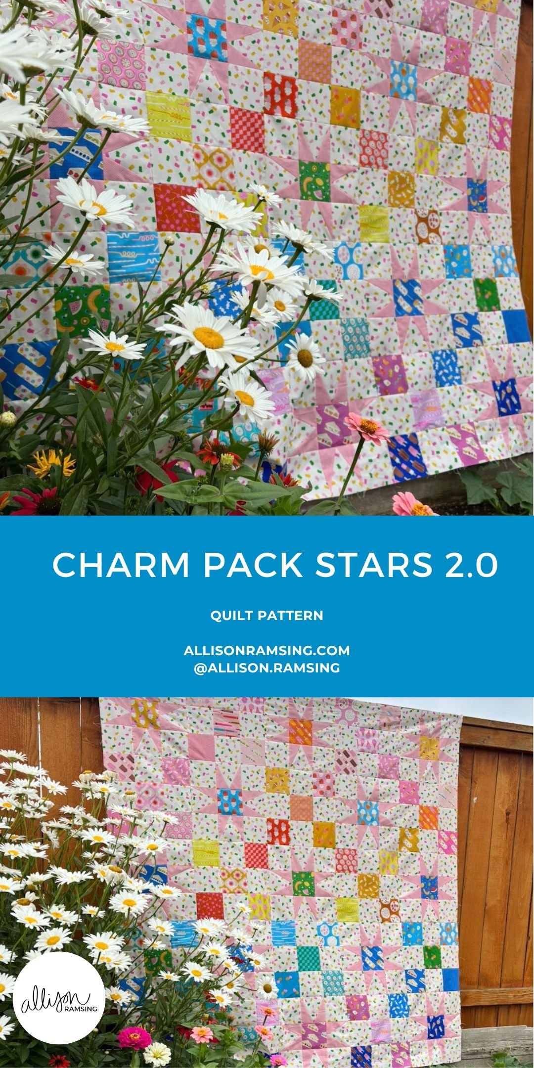 Charm Pack Stars 2.0 Quilt Pattern - Charm Pack Quilt Pattern - Beginner Quilt Pattern - Creative Grids Rulers - Ruby Star Society Sugar Cone 2 Fabric - Ruby Star Society Merry Happy Fabric - Ruby Star Society Sugar Cone fabric - Star Quilt Pattern