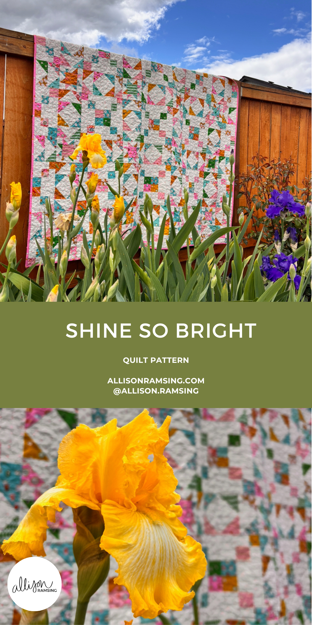 Shine So Bright Quilt Pattern by Allison Ramsing - Ruby Star Soceity Trinketry - Ruby Star Society 1-800 Notion - Fat Quarter Pattern - 6 Fat Quarter Pattern - 9 Fat Quarter Pattern - 12 Fat Quarter Pattern - 16 Fat Quarter Pattern - Sawtooth Star