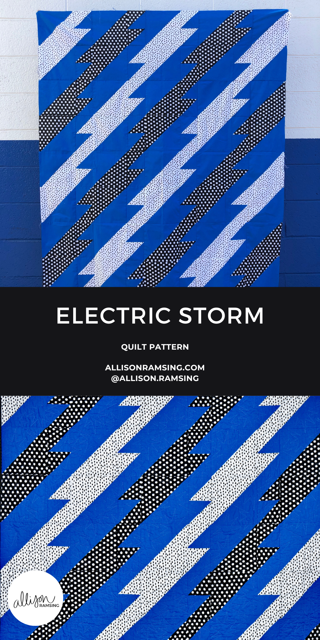 Electric Storm Quilt Pattern by Allison Ramsing. HST Quilt Pattern. Half Square Triangle Quilt Pattern. Beginner Quilt Pattern. Lightening Bolt Quilt Pattern