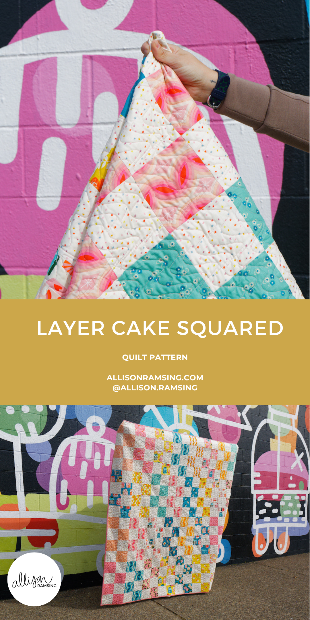 Layer Cake Squared Quilt Pattern - Layer Cake Quilt Pattern - Beginner Quilt Pattern - Simple Quilt Pattern - Ruby Star Society Juicy Fabric - Easy Quilt Pattern - Quilt in a Weekend