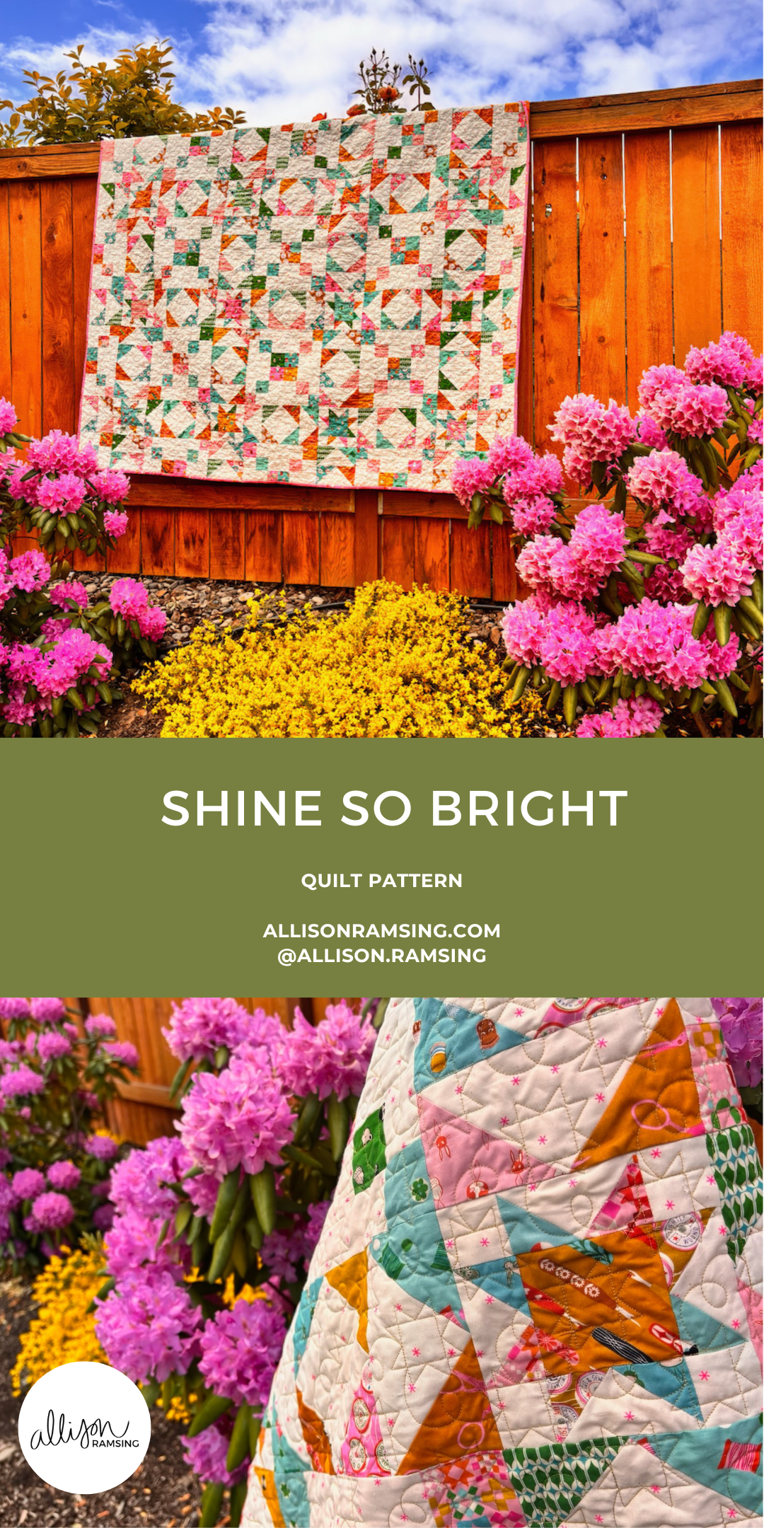 Shine So Bright Quilt Pattern by Allison Ramsing - Ruby Star Soceity Trinketry - Ruby Star Society 1-800 Notion - Fat Quarter Pattern - 6 Fat Quarter Pattern - 9 Fat Quarter Pattern - 12 Fat Quarter Pattern - 16 Fat Quarter Pattern - Sawtooth Star
