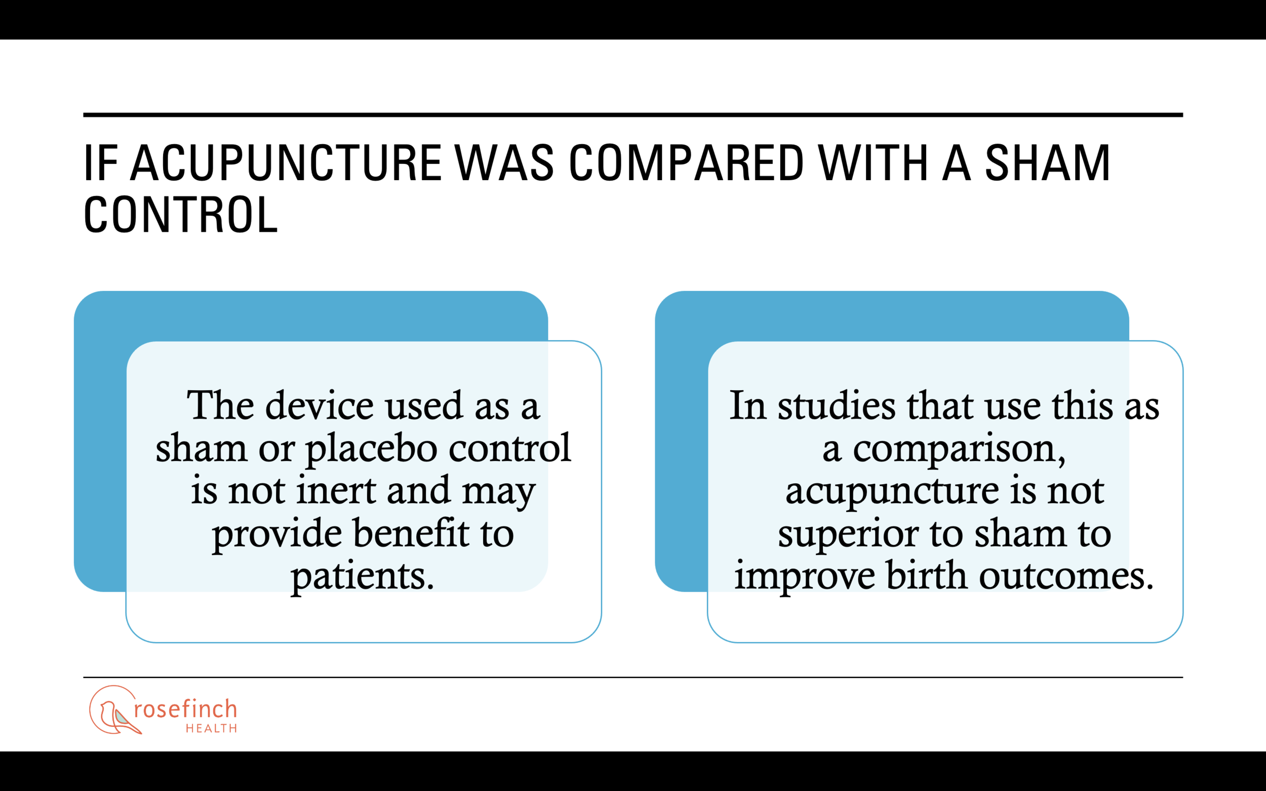 If acupuncture was compared with a sham control