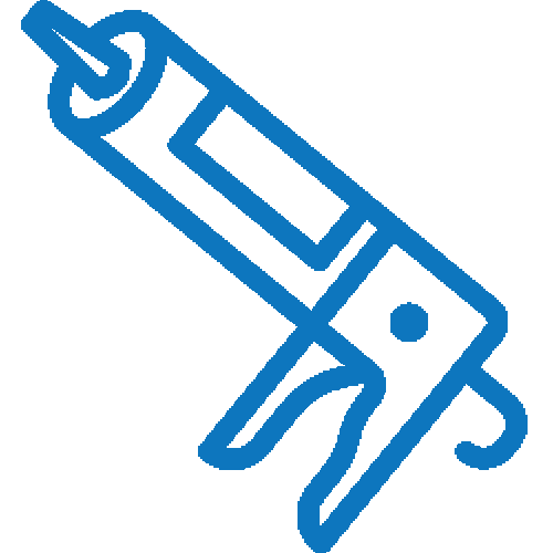 Blue outline drawing of a caulking gun.