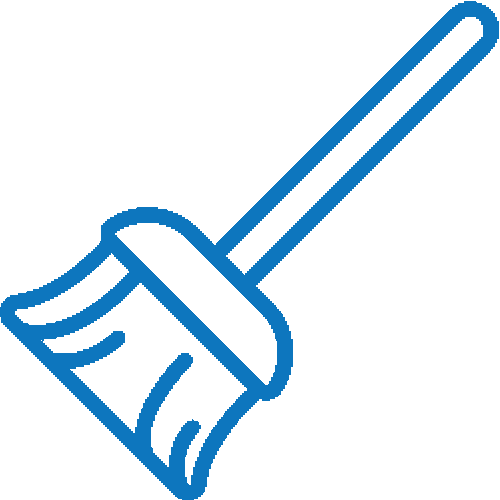 Simple line drawing of a broom.