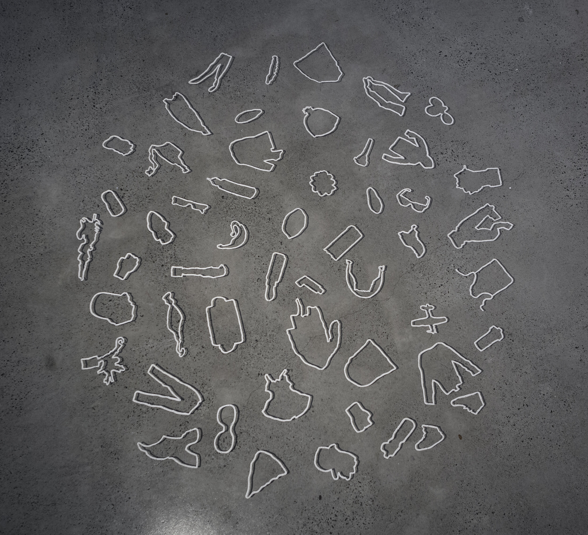 Niomi Sands, where the lost things go I, 2019, cotton, Arches paper, entomology pins, table, stool and sewing equipment (installation detail, Grey Street Gallery QCA) Courtesy of the artist. Photographer Andrew Willis