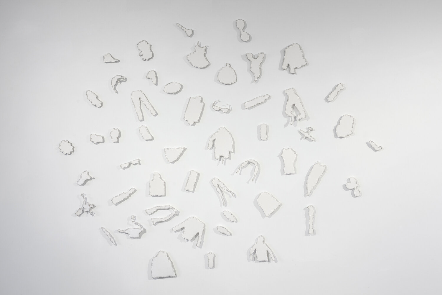 Niomi Sands, where the lost things go III, 2019, cotton, Arches paper and pins (installation view Grey Street Gallery QCA) Courtesy of the artist. Photographer Andrew Willis
