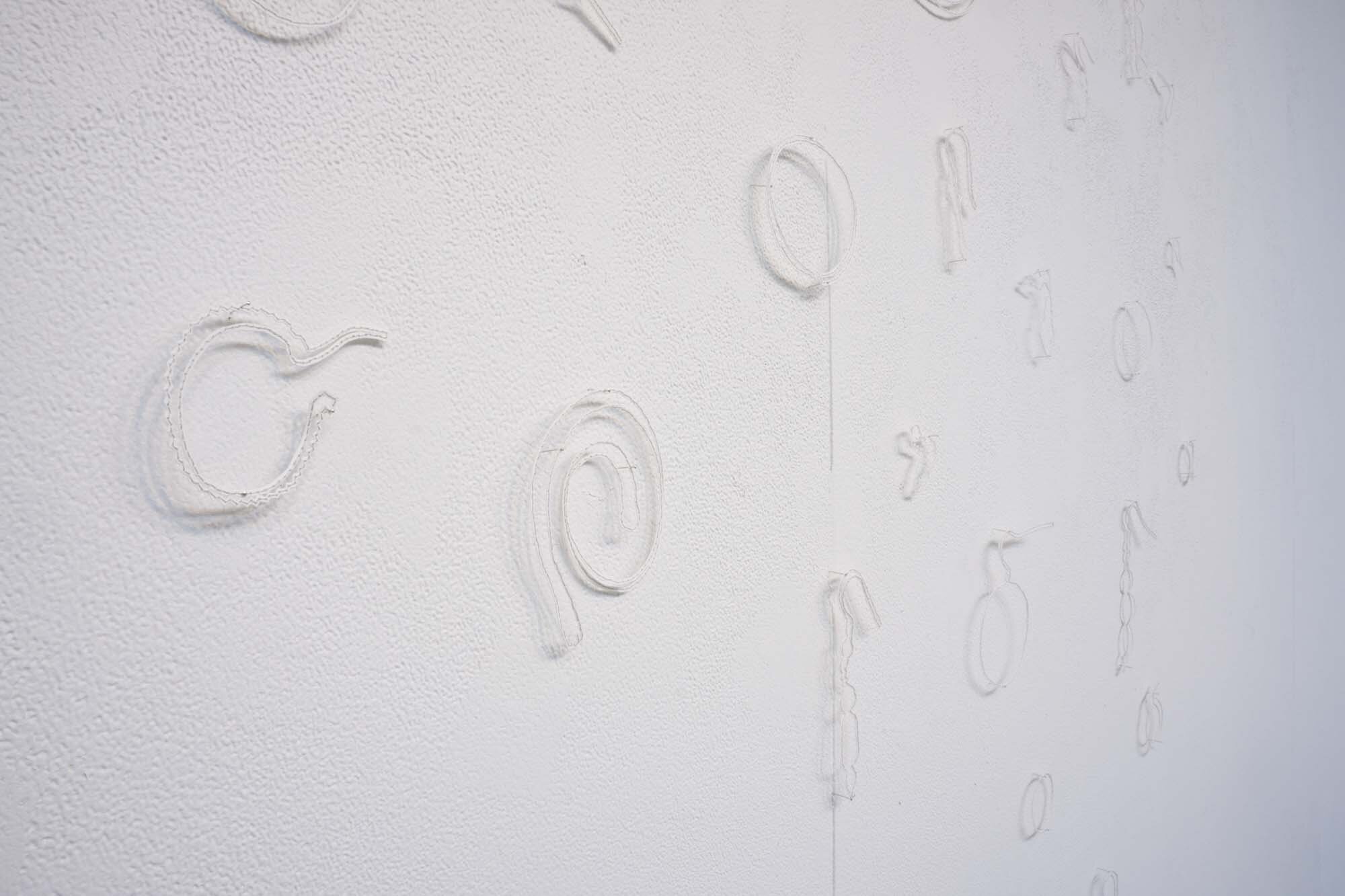 Niomi Sands, lost & waiting to be found, 2015-2016, paper, cotton and pins, variable. (detail view). Courtesy of the artist. Photographer Izabela Pluta