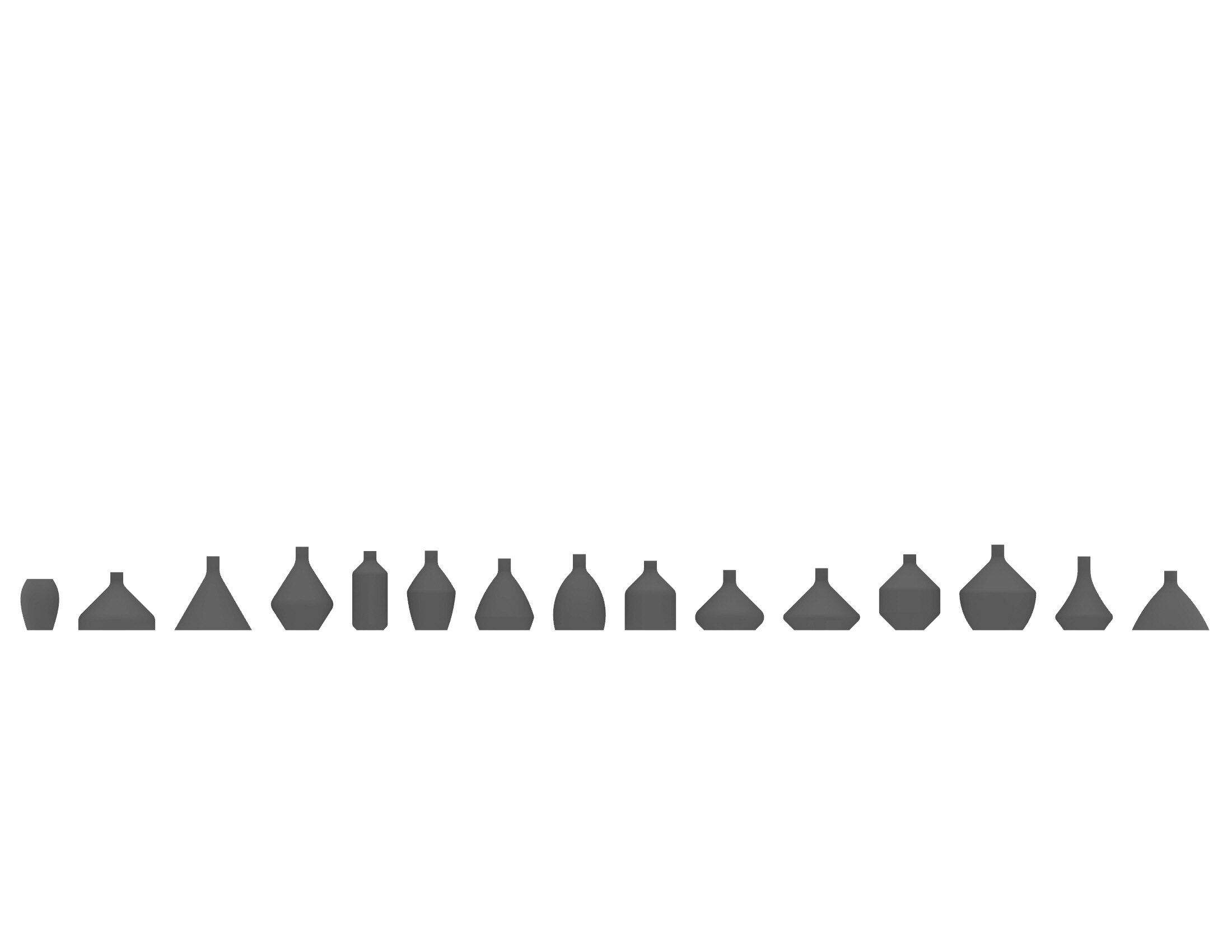 Hundreds of forms inspired by ceramic vessels; eventually refined to 7 final shapes