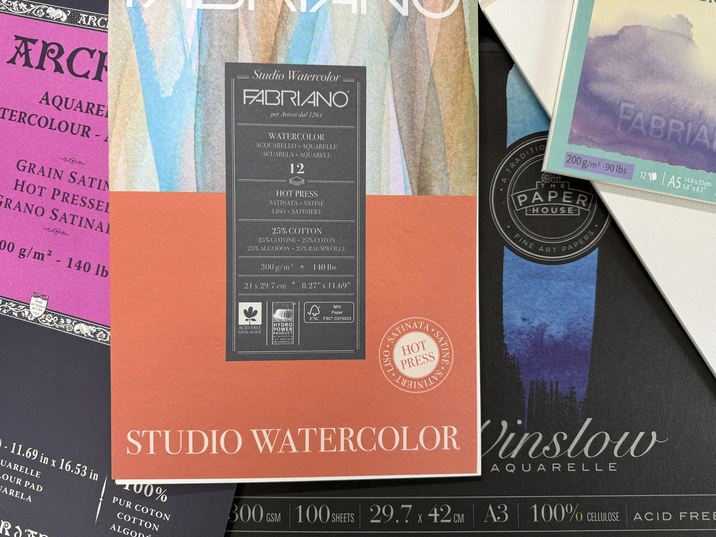 image showing a range of watercolour papers