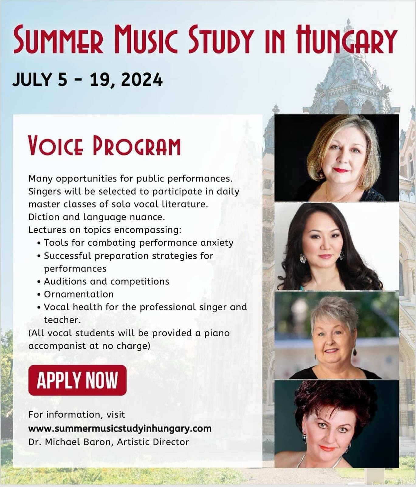 Join me for SummerMusicStudyinHungary.com
July 5-19, 2024
Deadline April 30
