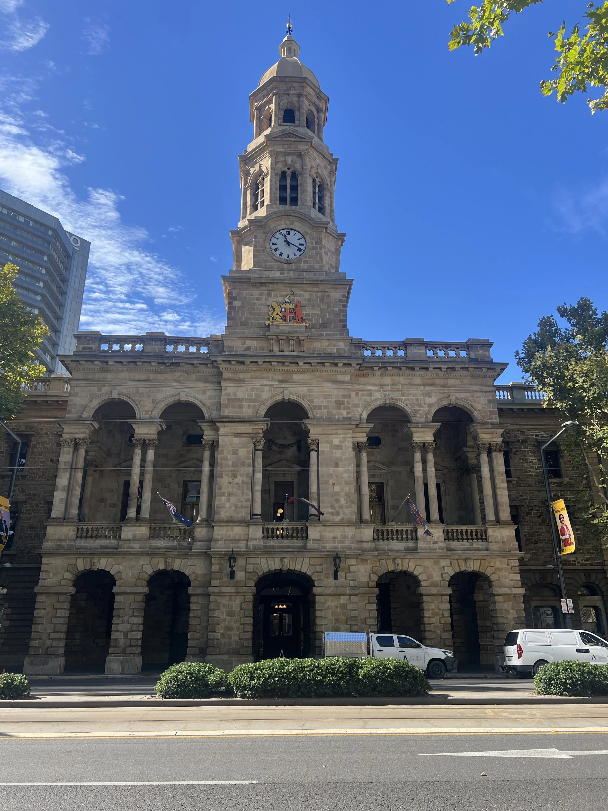 Picture of City of Adelaide town hall on a bright autumn afternoon