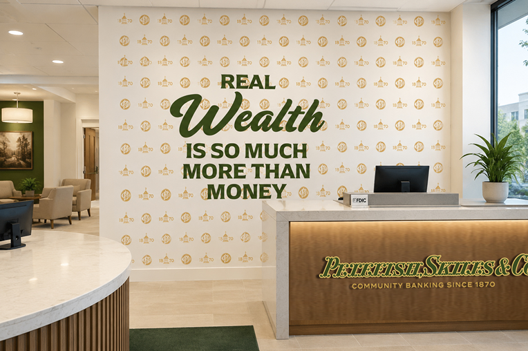 Mockup of bank interior
