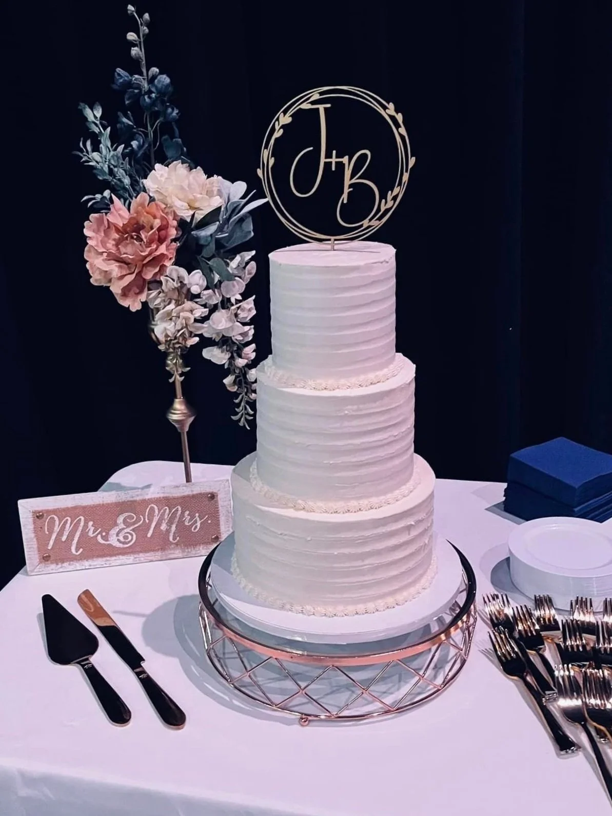 Three Tier White Formal Wedding Cake