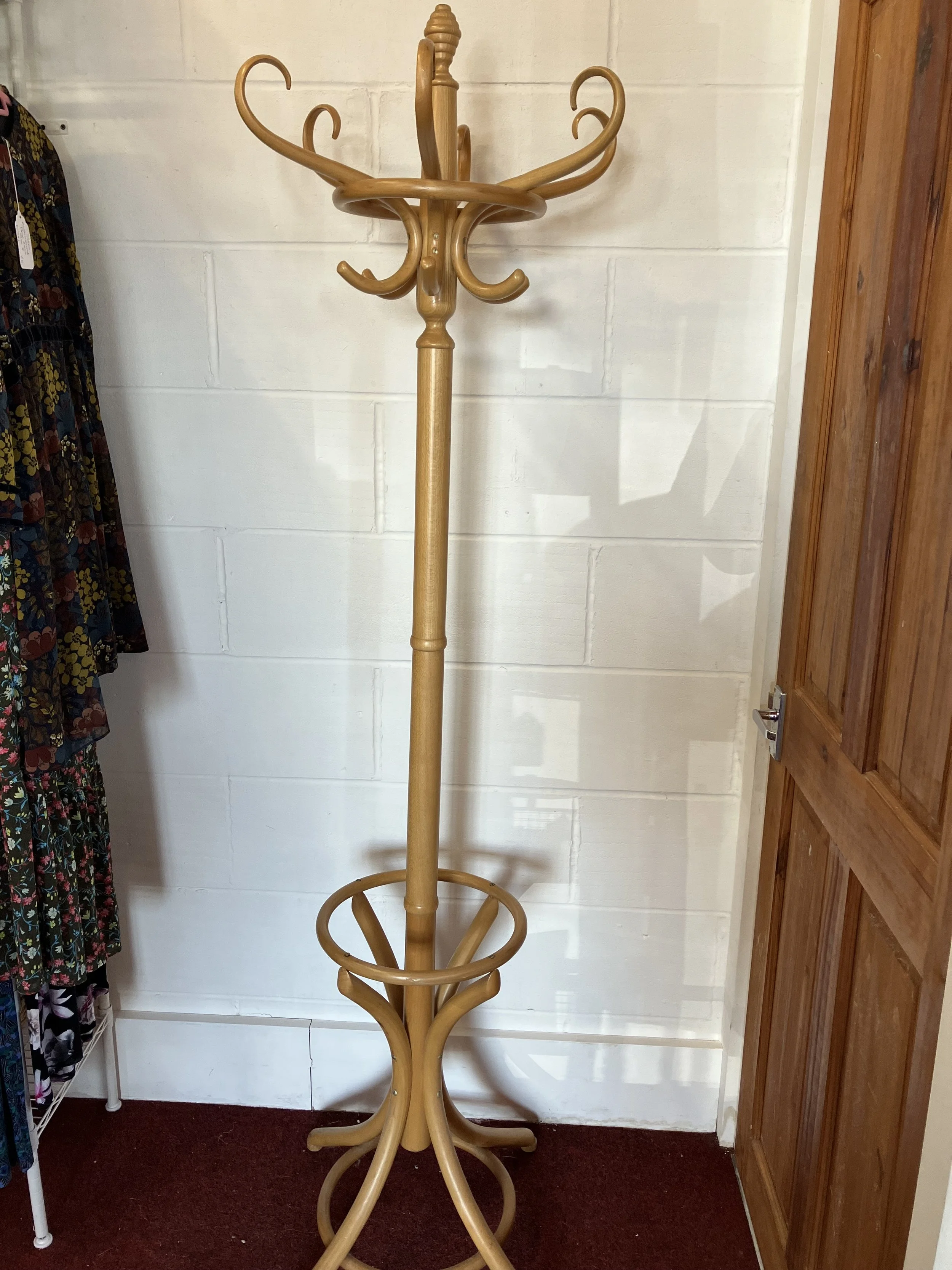 Bamboo Effect Wooden Coat Rack and Umbrella Stand