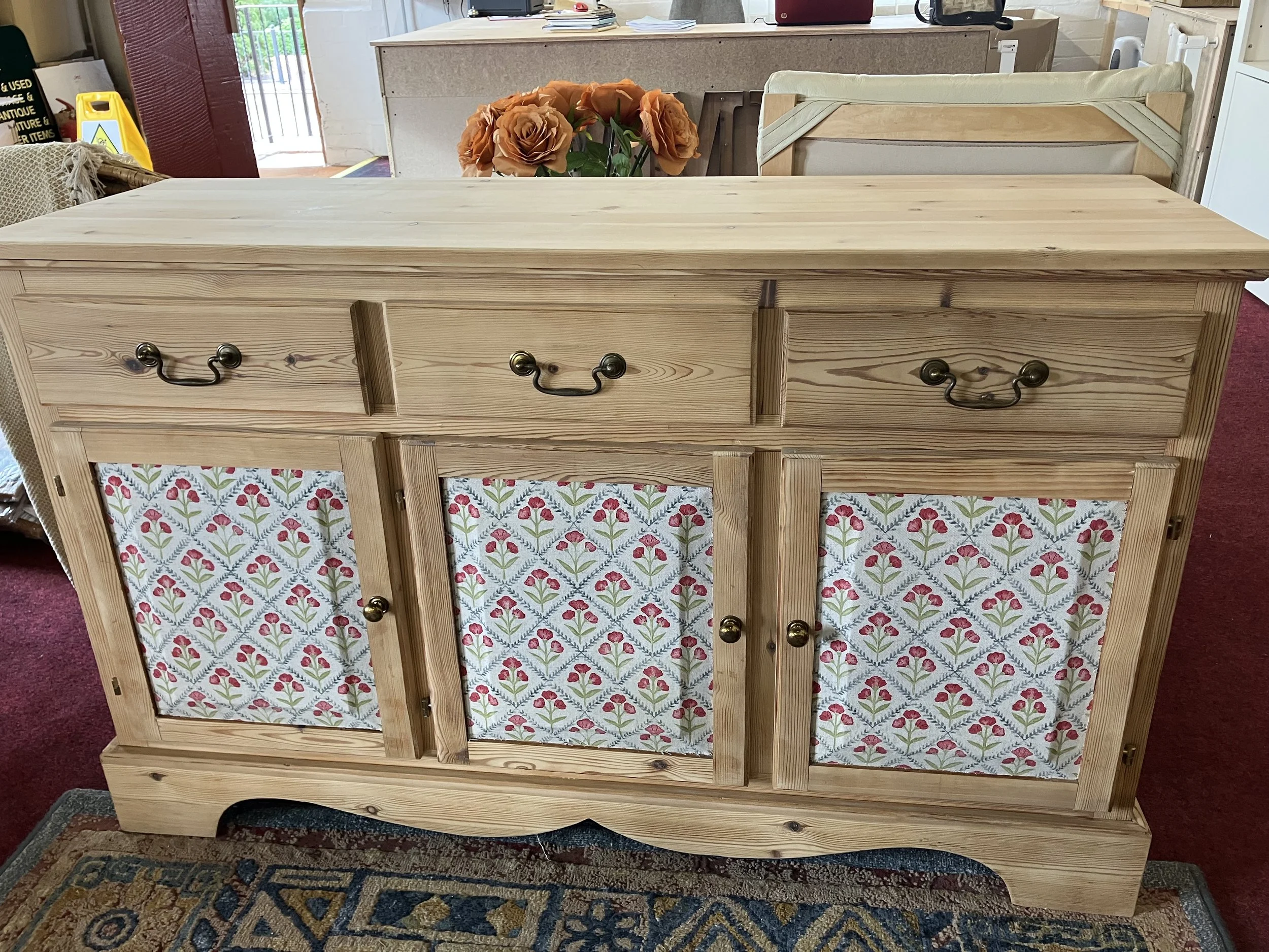Natural Pine Sideboard with Drawers and Cupboard