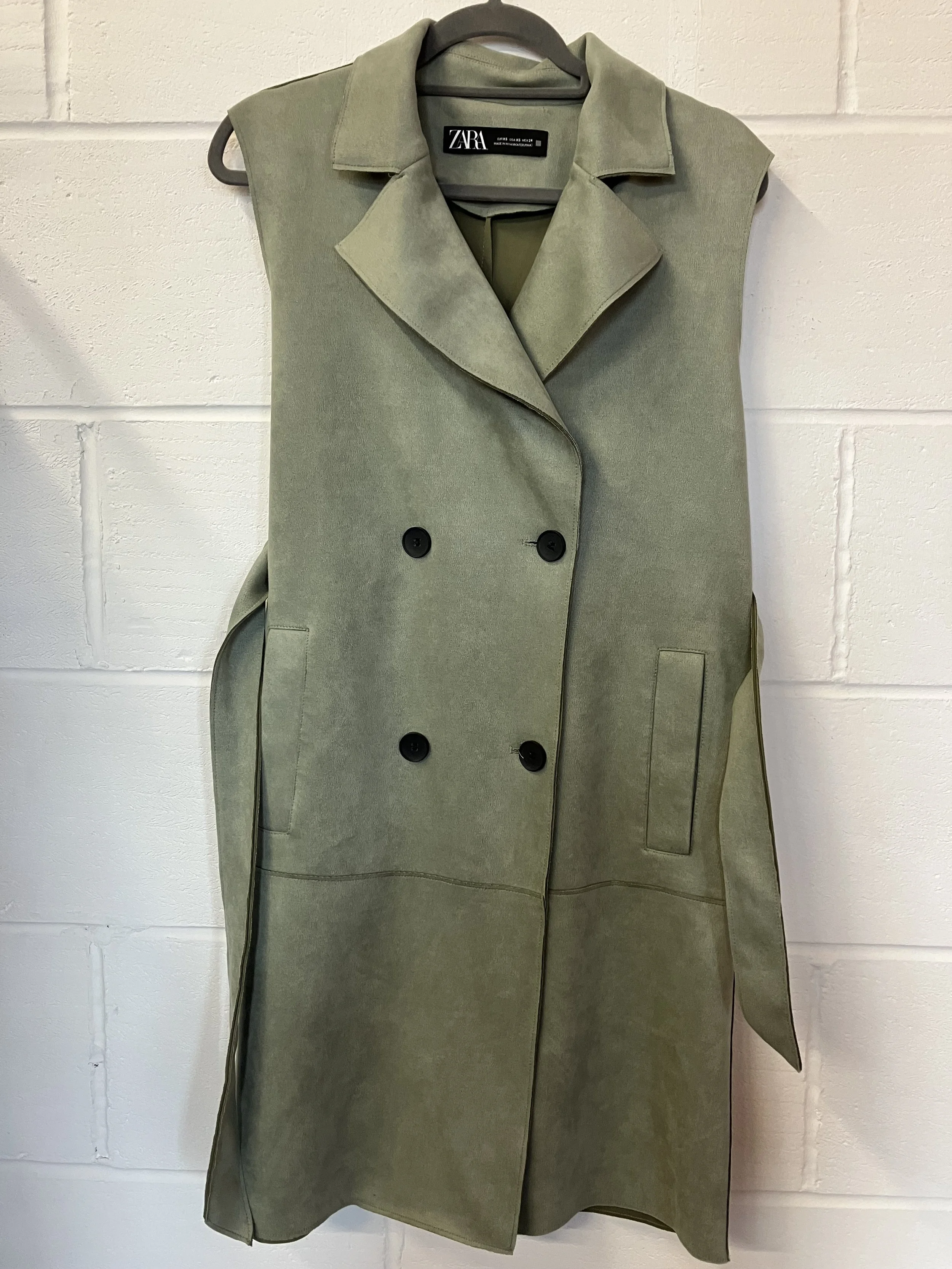 Faux Suede Long Line Waistcoat by Zara Size Small