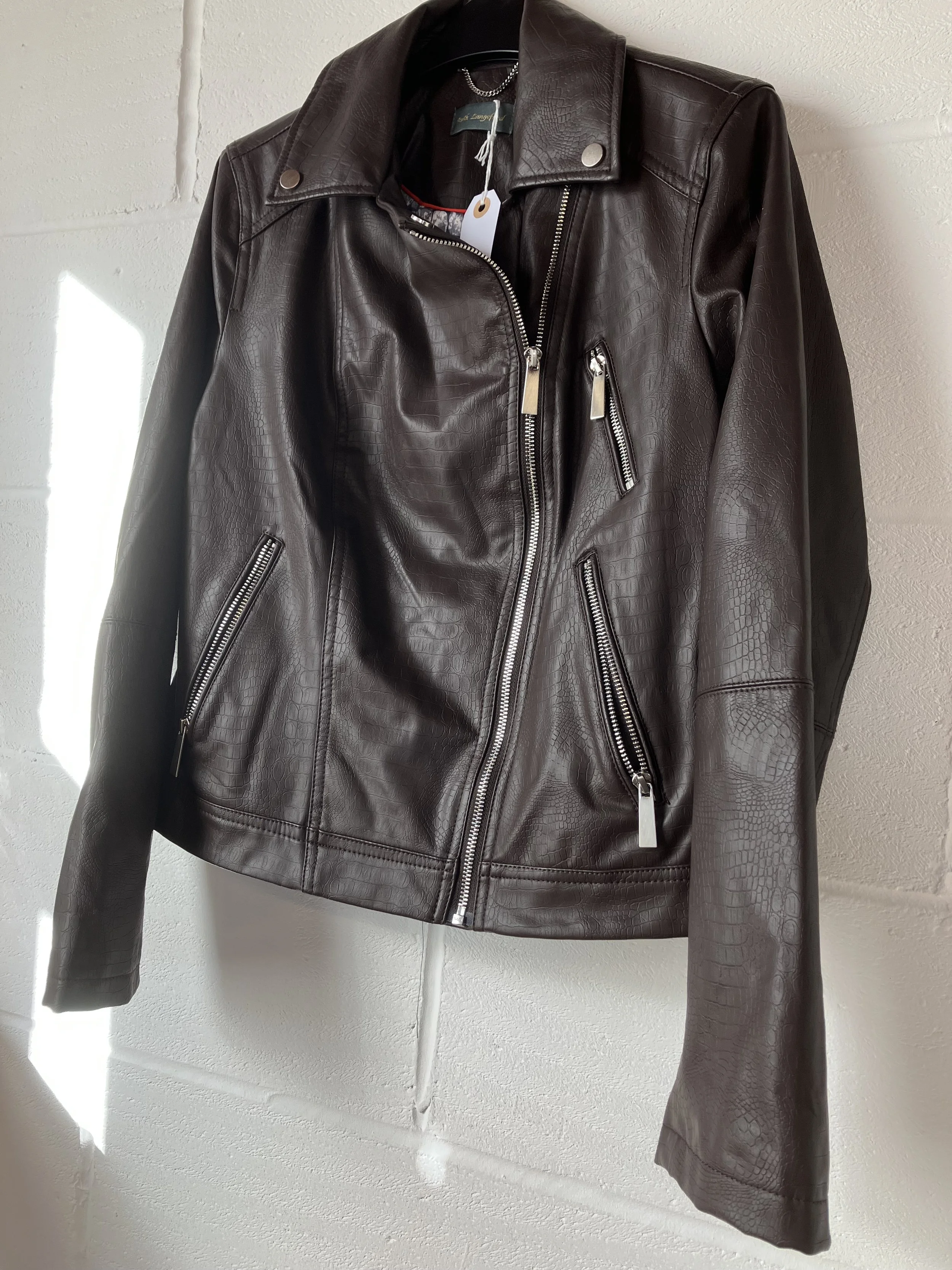 Ladies Brown Faux Leather Zip Up Jacket by Ruth Langsford