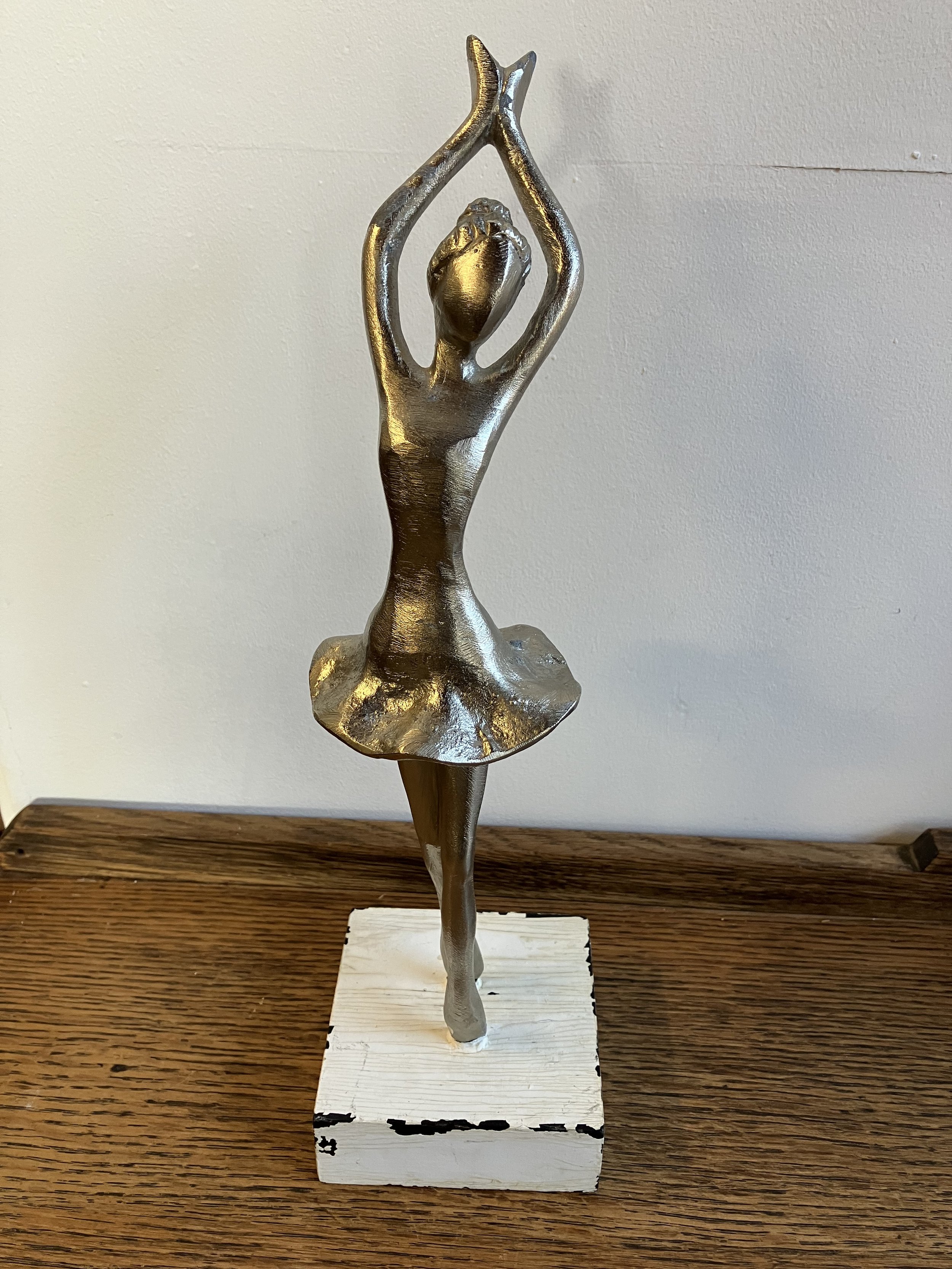 Silver Coloured Metal Table Top Ballet Dancer Ornament