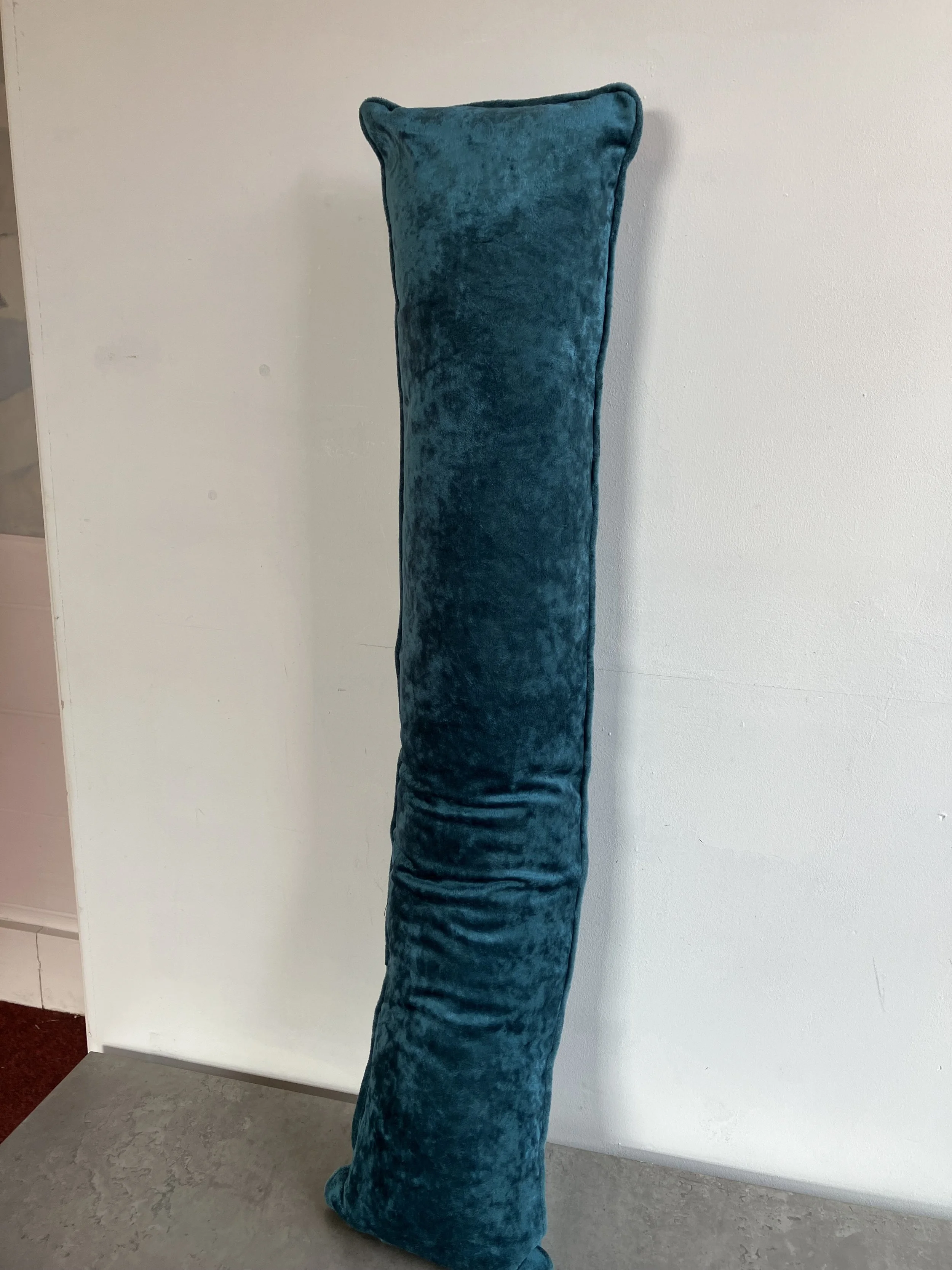 Long Plush Velvet Effect Teal Draught Excluder