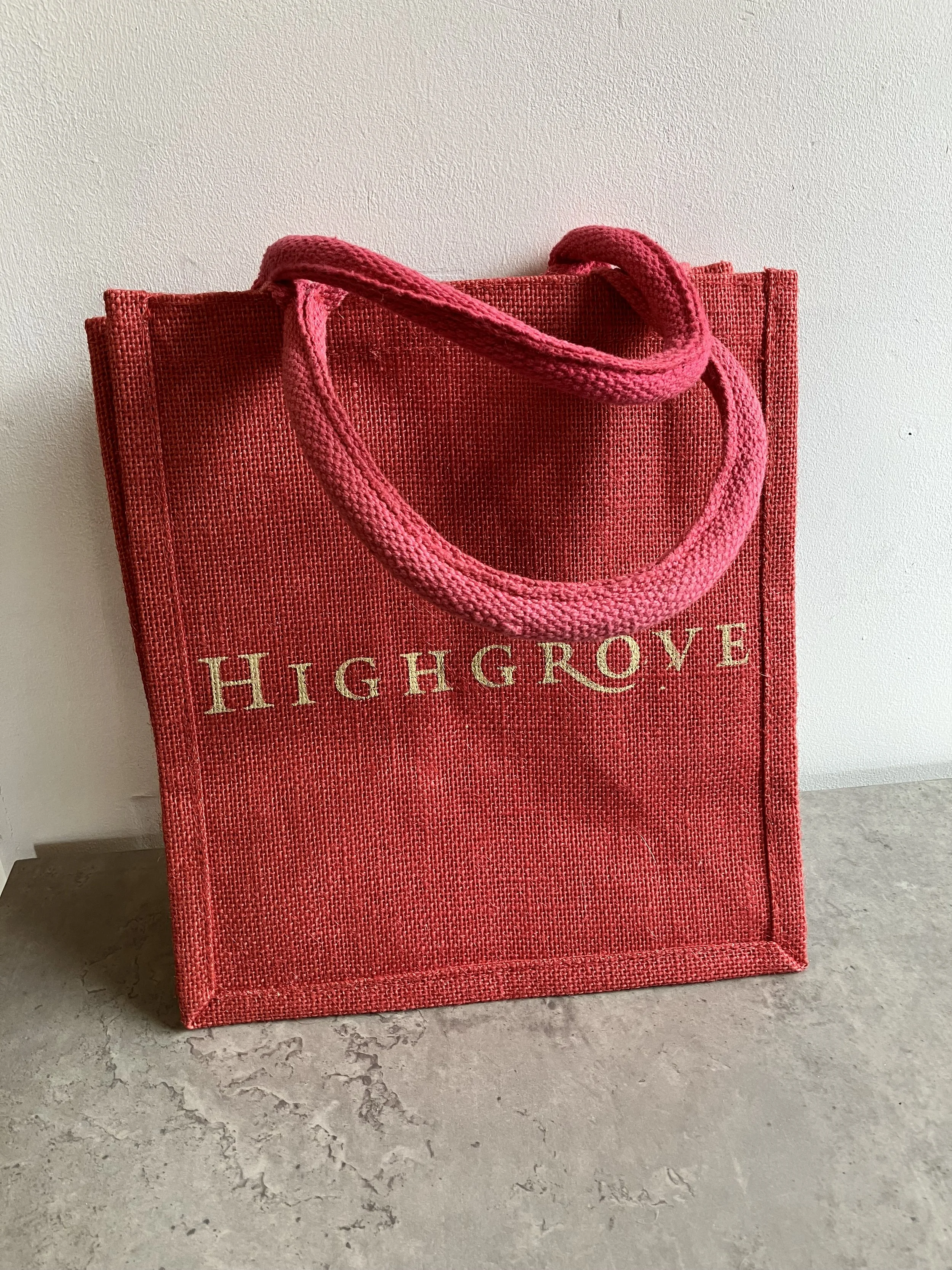 Small Pink Woven Fabric Highgrove Tote Bag