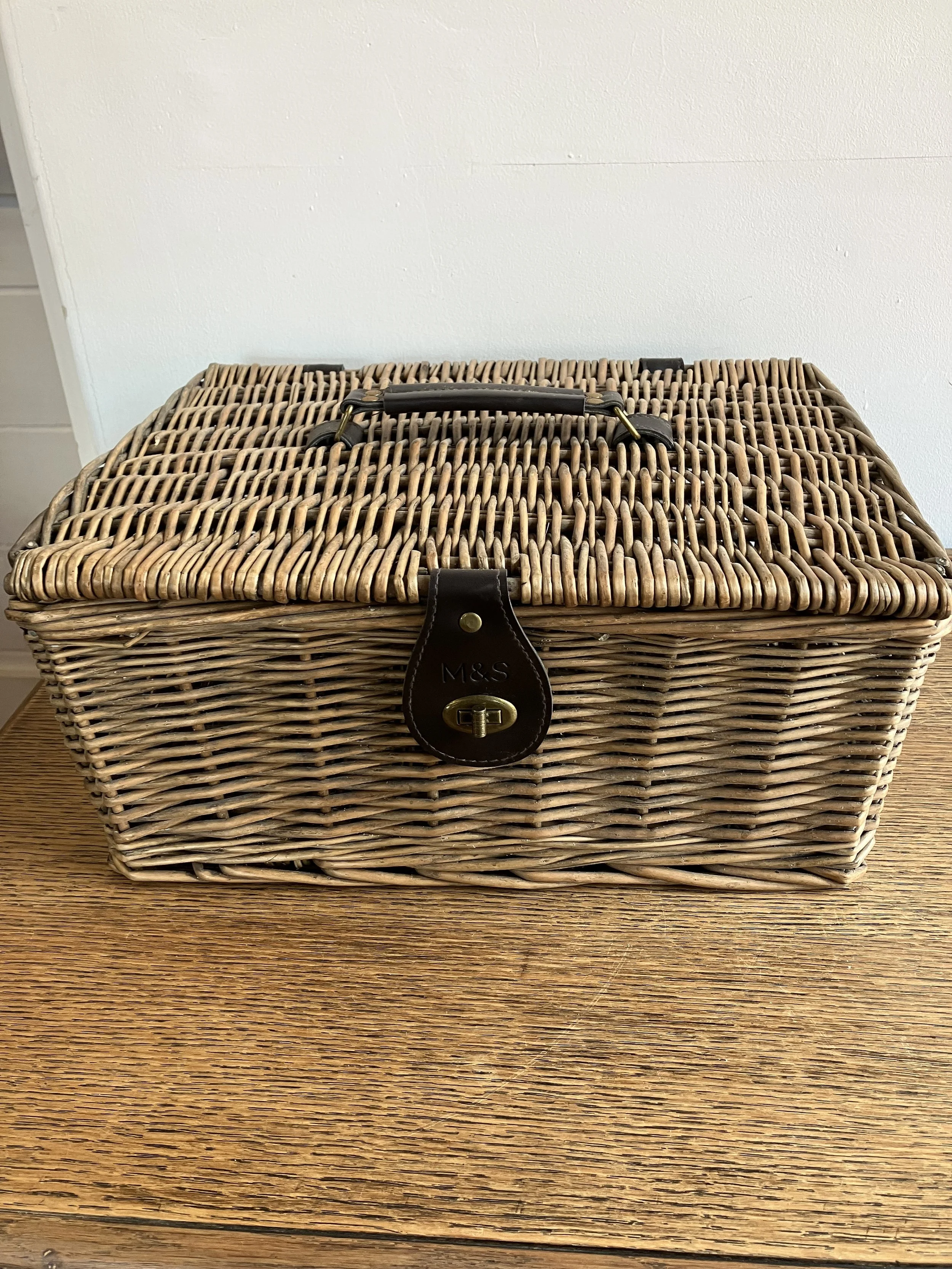 Rectangle Woven Wicker Picnic Hamper / Basket by Marks and Spencer
