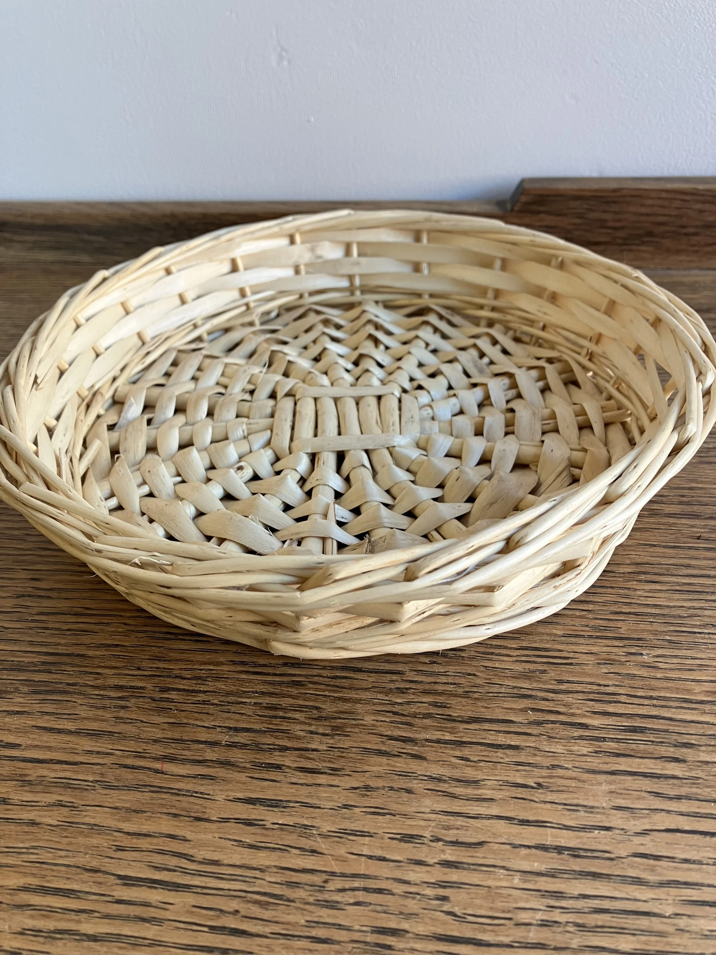 Medium Round Light Coloured Wicker Basket