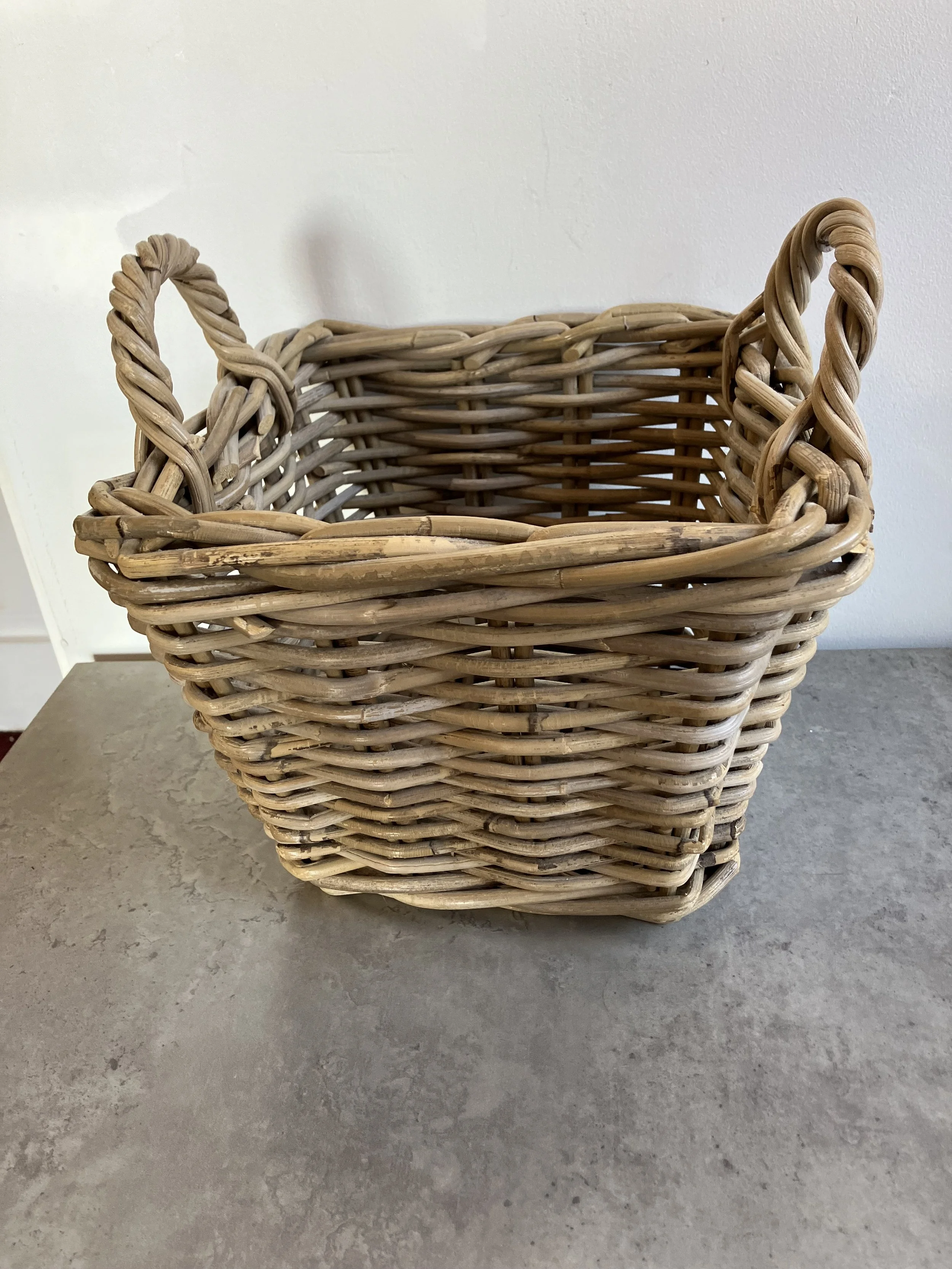 Small Chunky Woven Wicker Basket with Handles