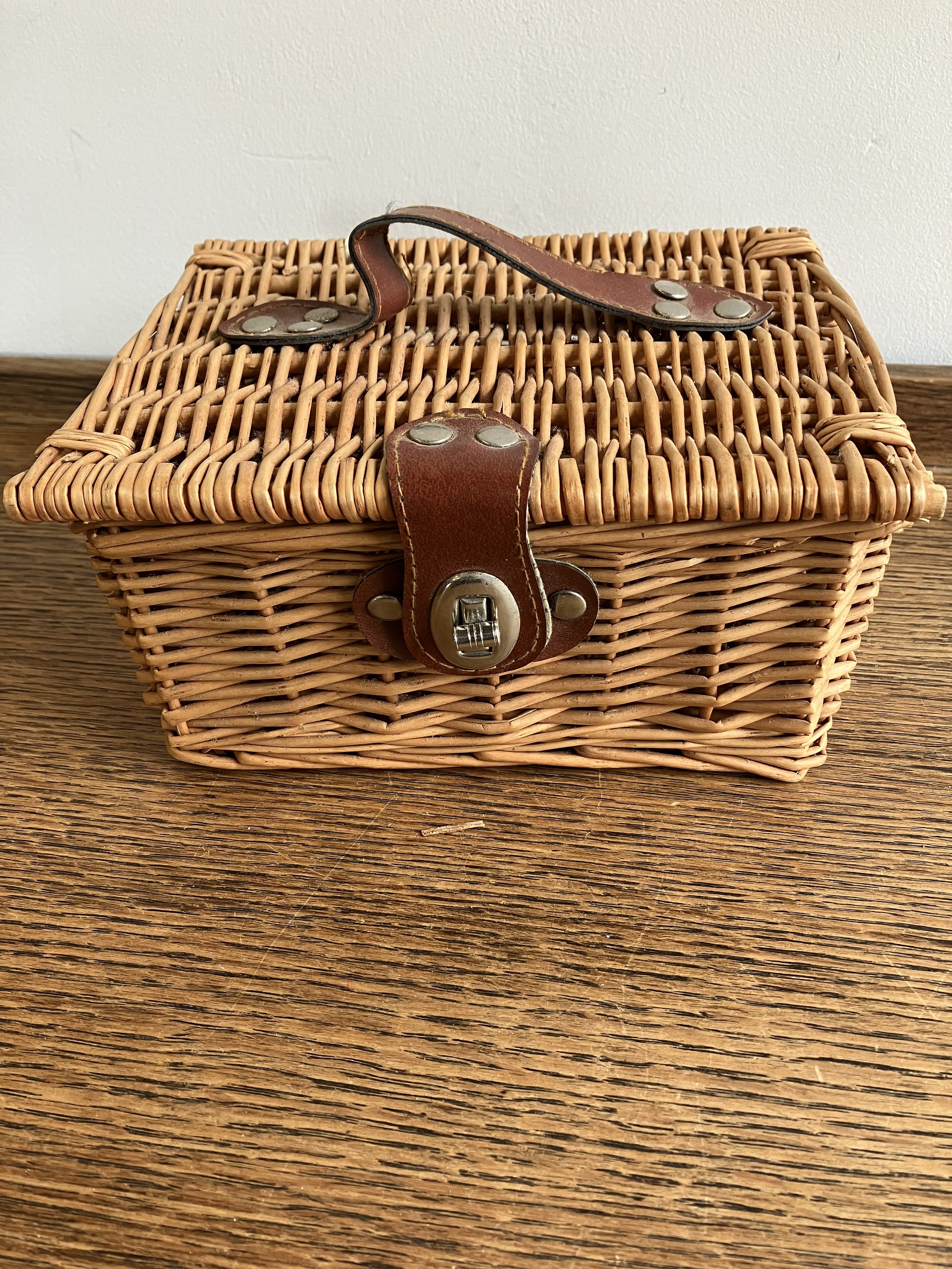 Miniature Woven Wicker Sandwich Box Basket