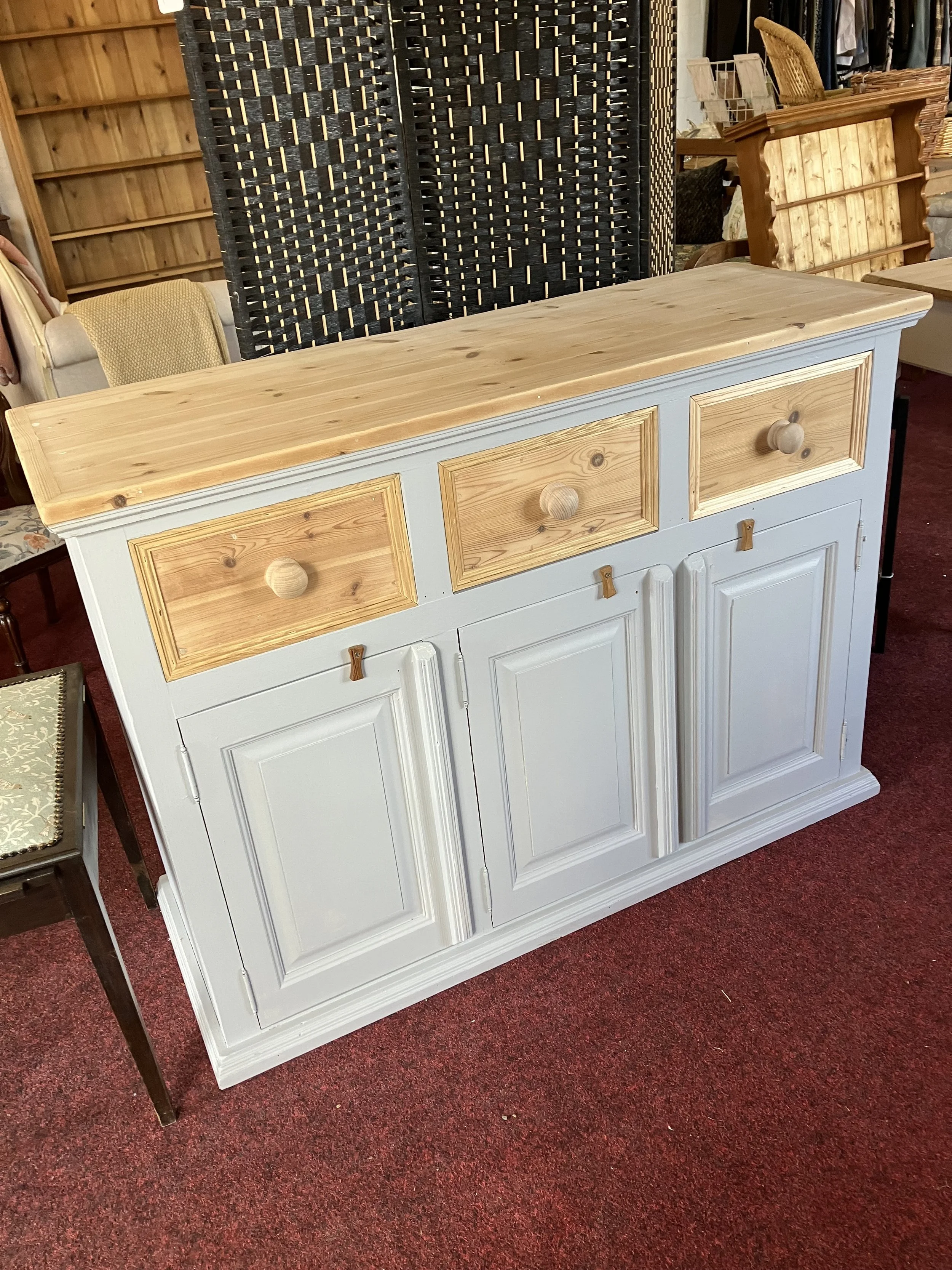 Solid Pine Sideboard with Drawers painted in Frenchic Grey