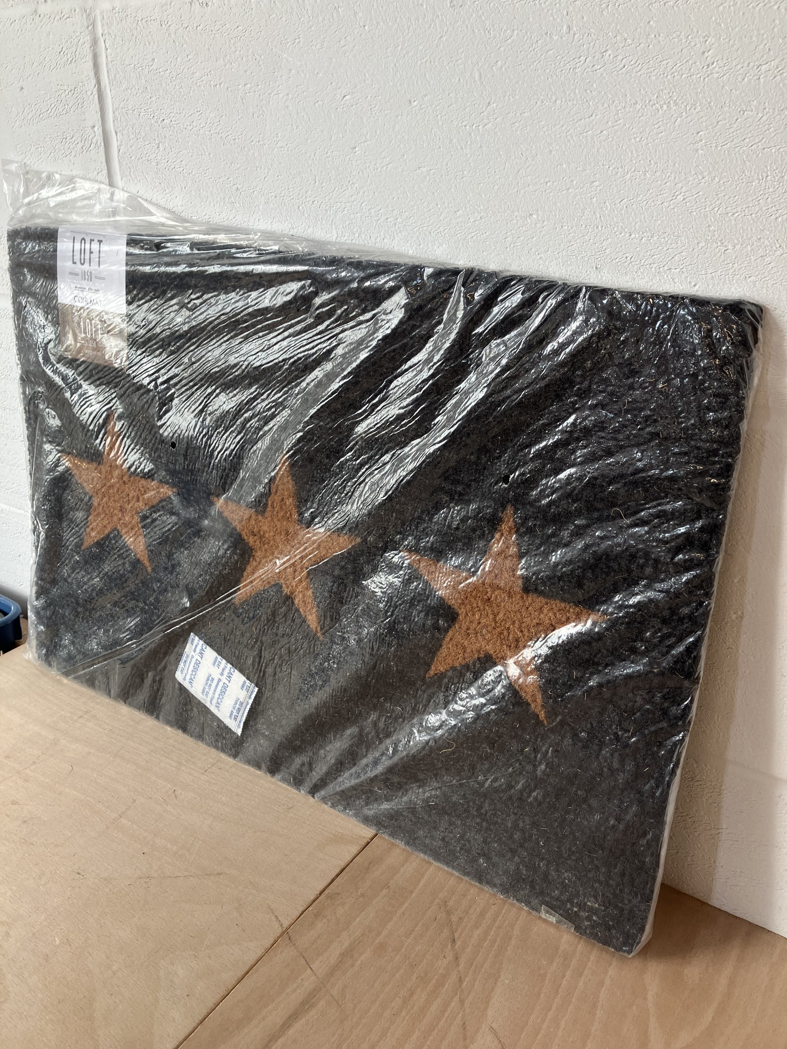 Small Rectangle Coir Door Mat with Star Pattern