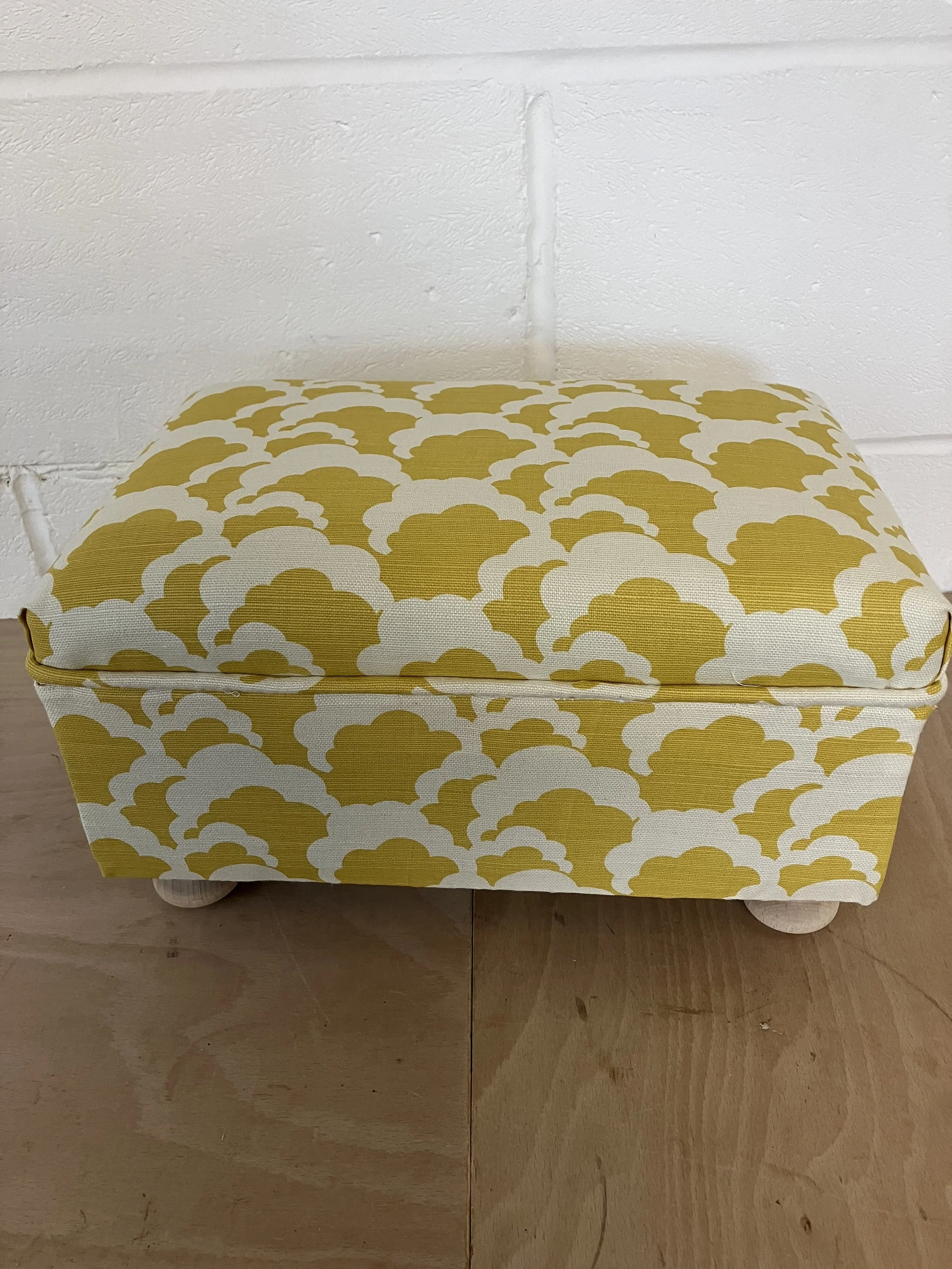 Small Rectangle Footstool Upholstered in Clouds Fabric