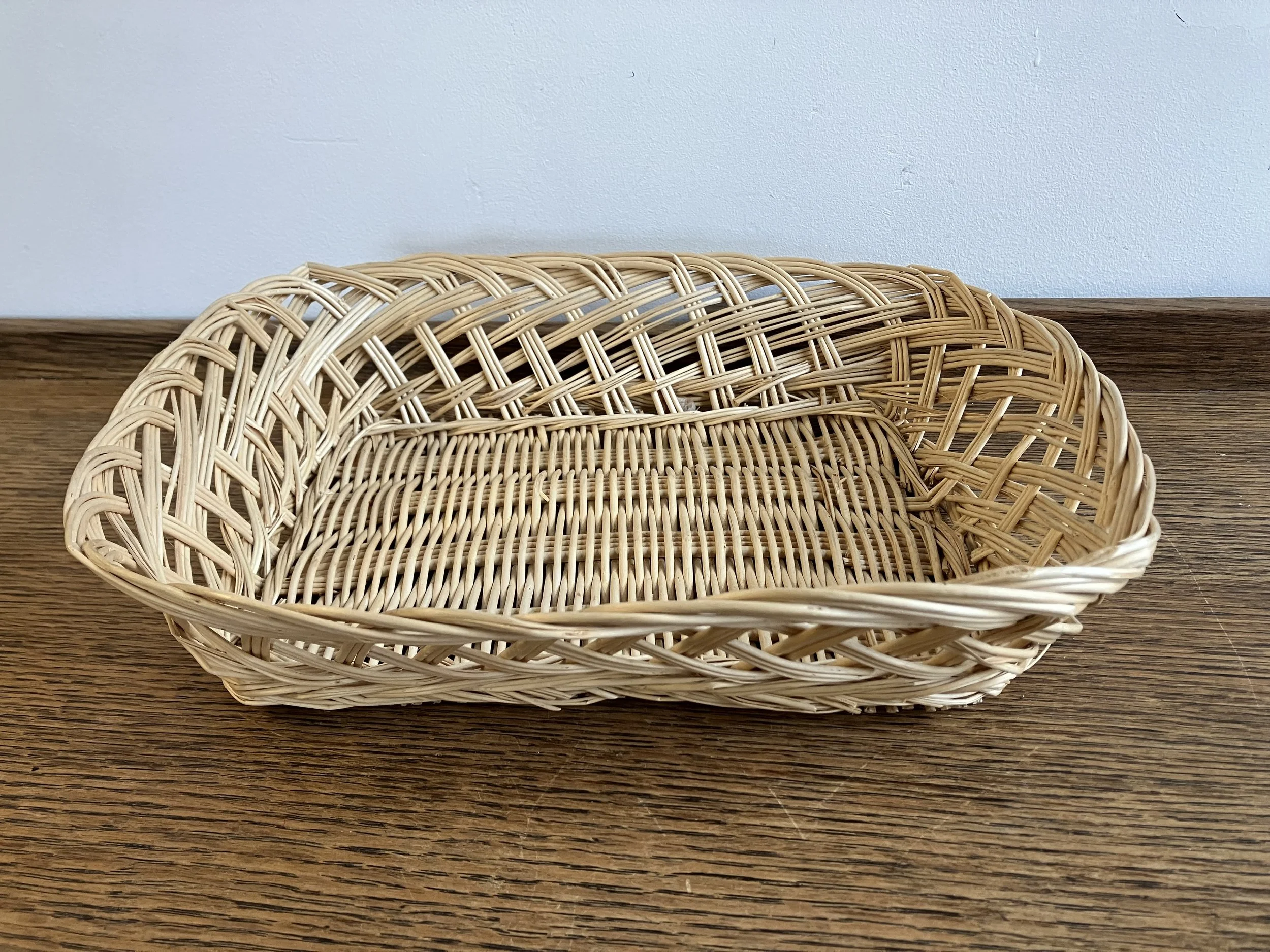 Rectangle Woven Wicker Bread Basket with Lattice Sides